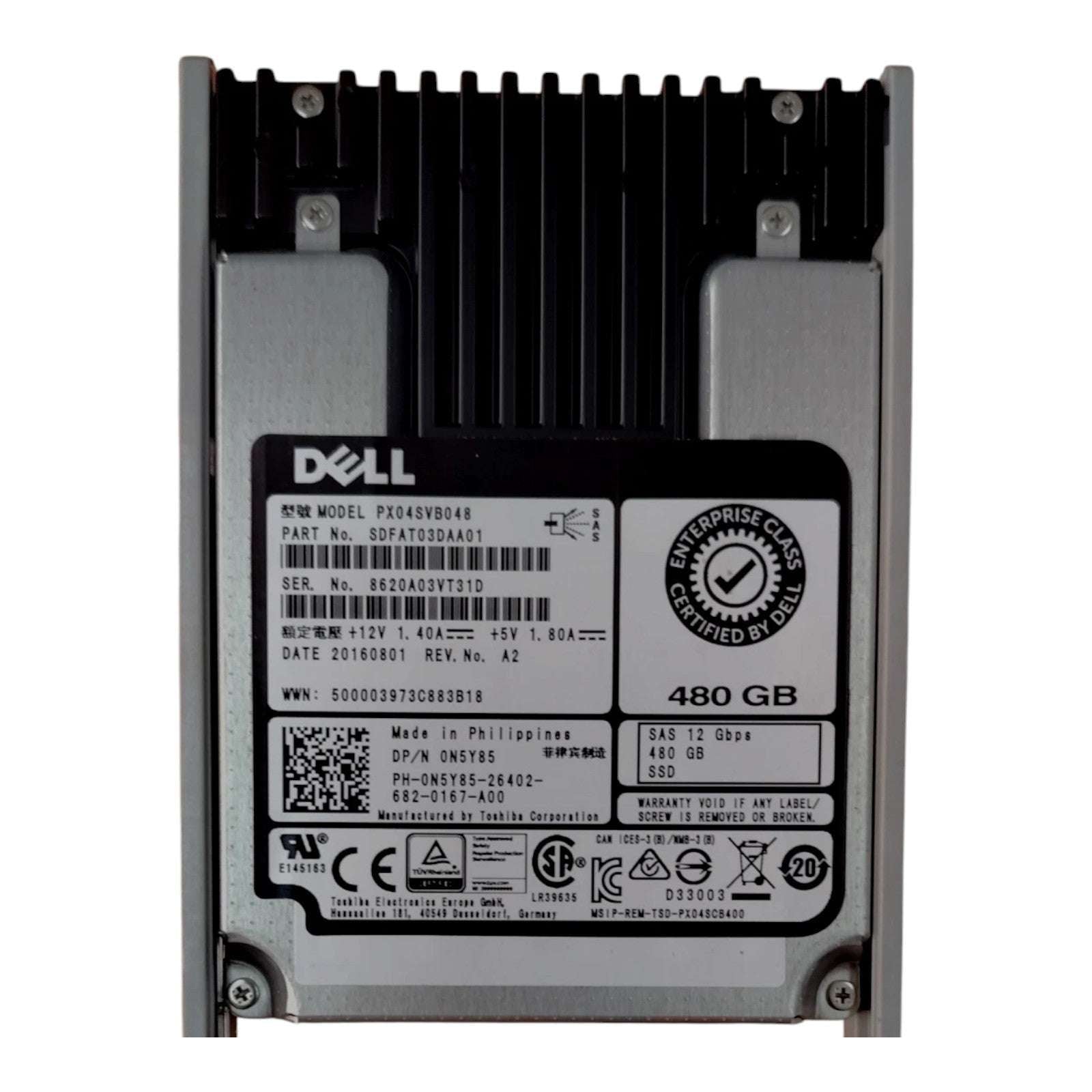 Dell 480GB SATA SSD 2.5" Solid State Drives | P/N 0N5Y85 | PX04SVB048