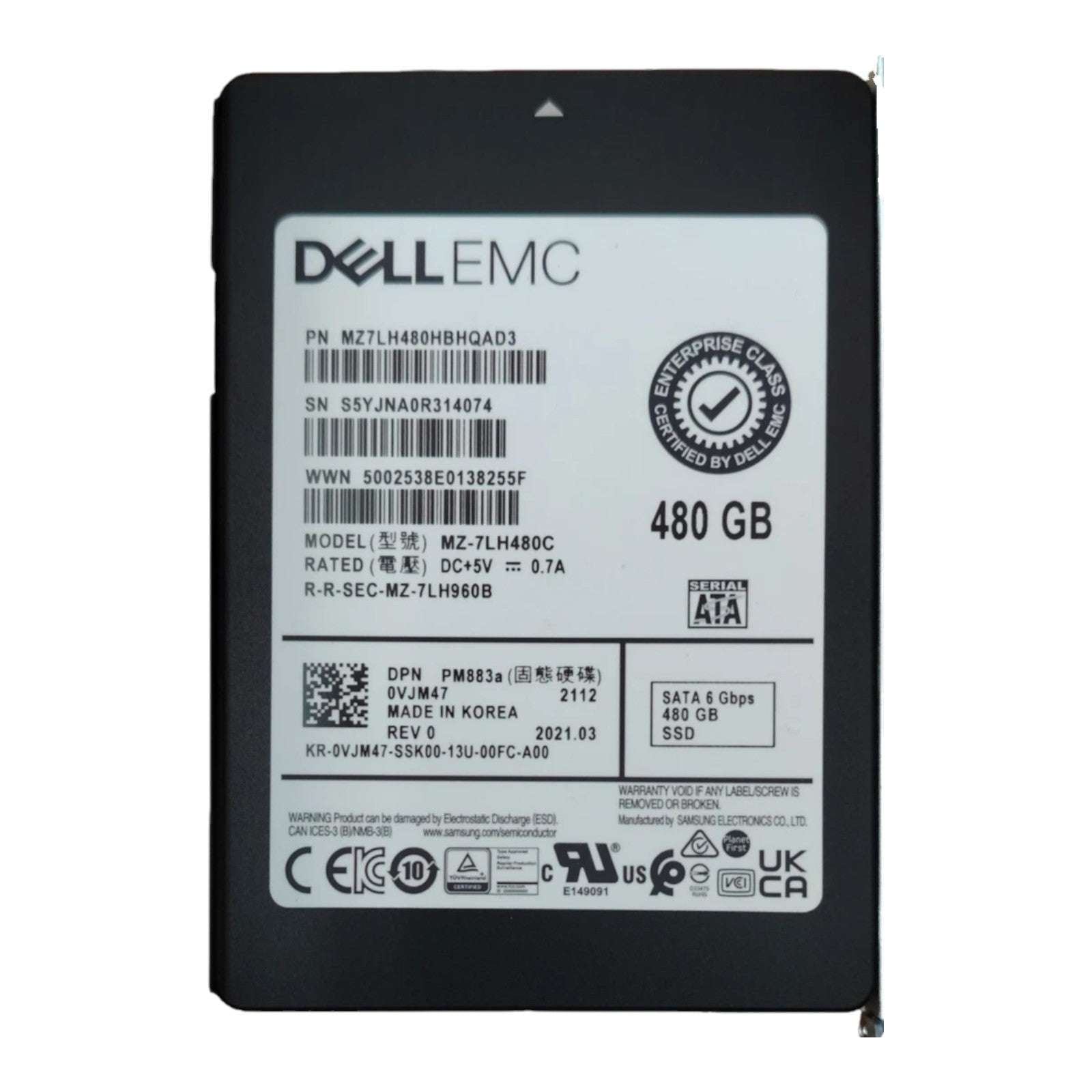 Dell 480GB SATA SSD – 0VJM47 / MZ-7LH480C | 2.5" 6Gb/s Enterprise Solid State Drives