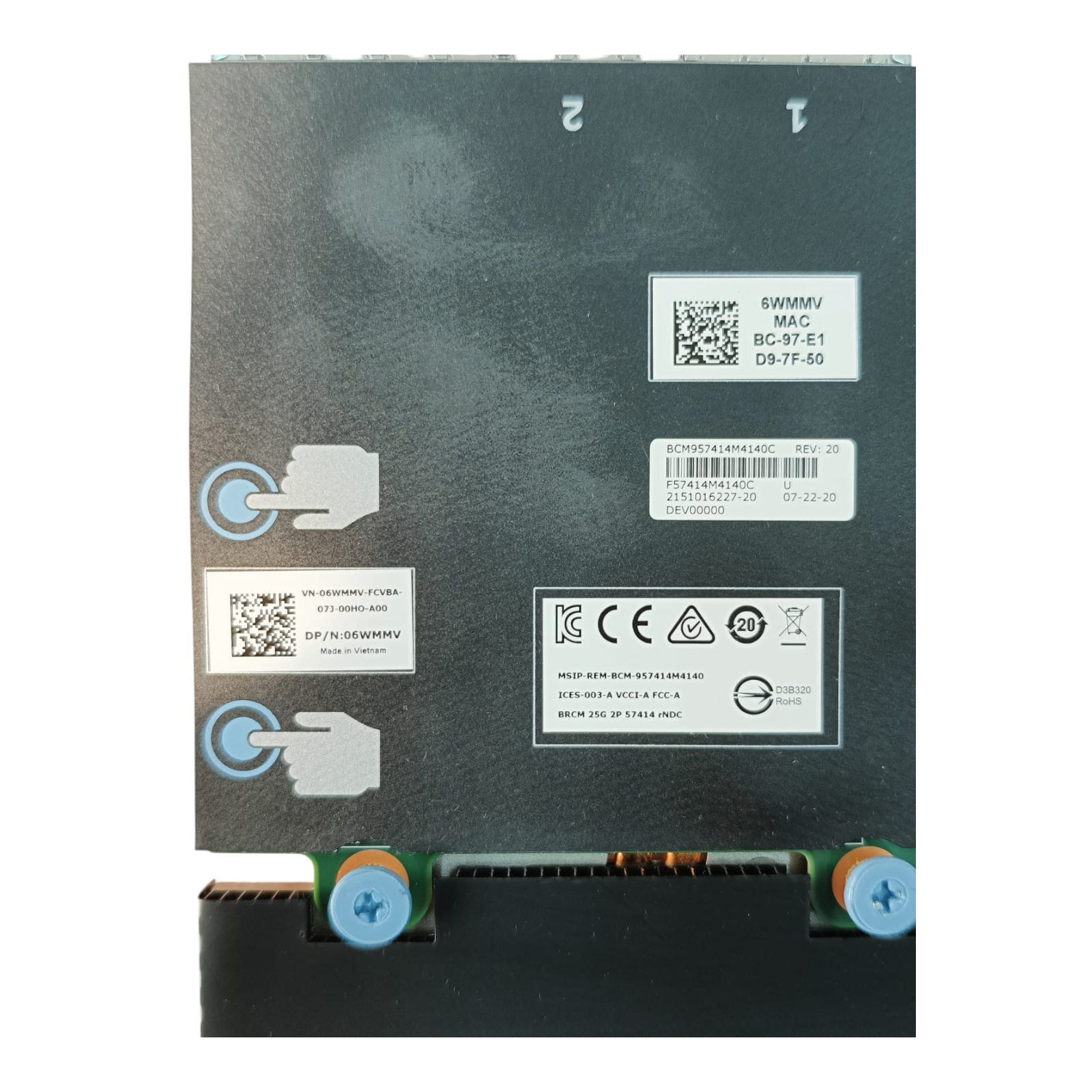 Dell 06WMMV Broadcom 57414 Dual Port 25GbE SFP Network Daughter Card