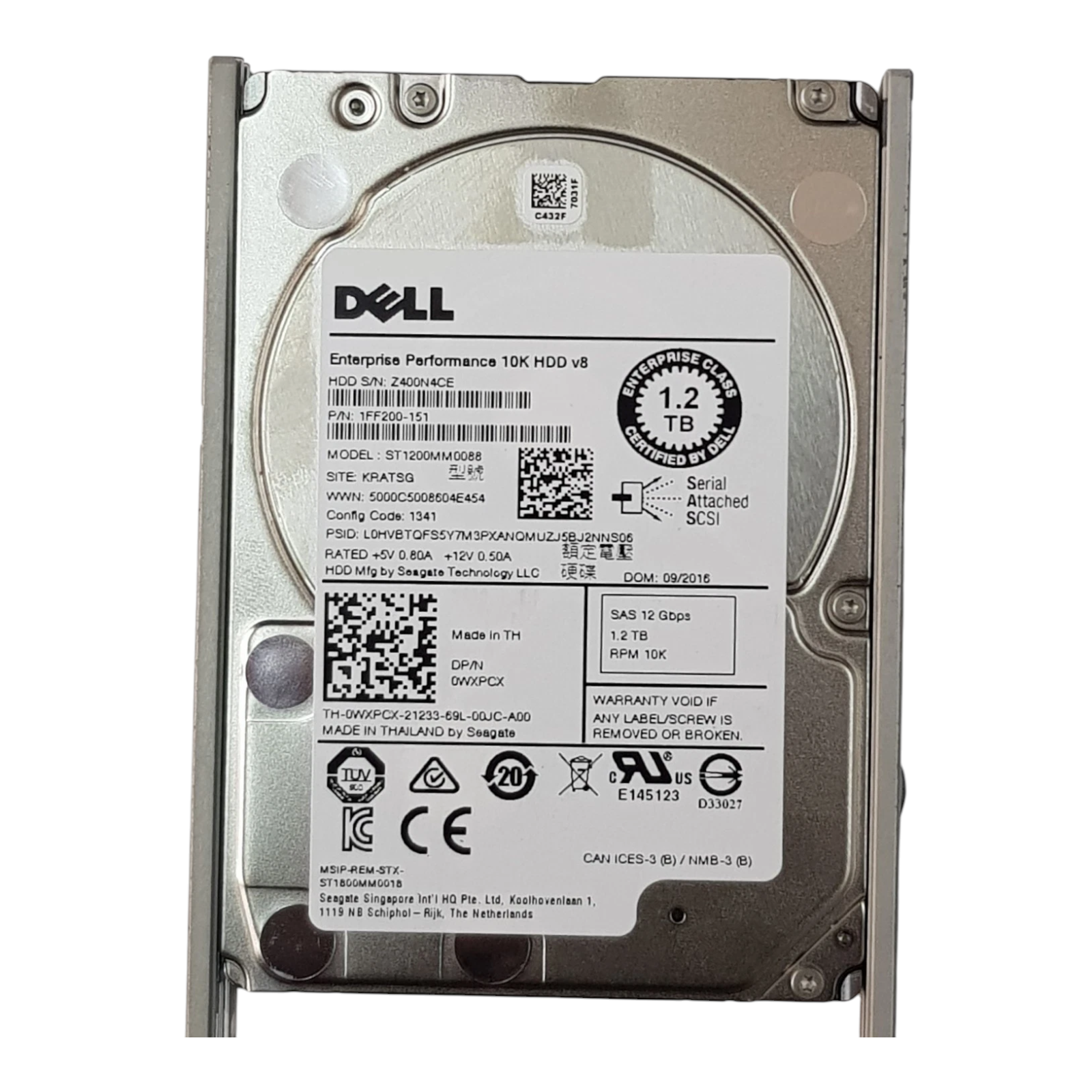 Dell 1.2TB 2.5" SAS 12Gb/s 10K RPM Enterprise HDD – ST1200MM0088 (P/N 0WXPCX)