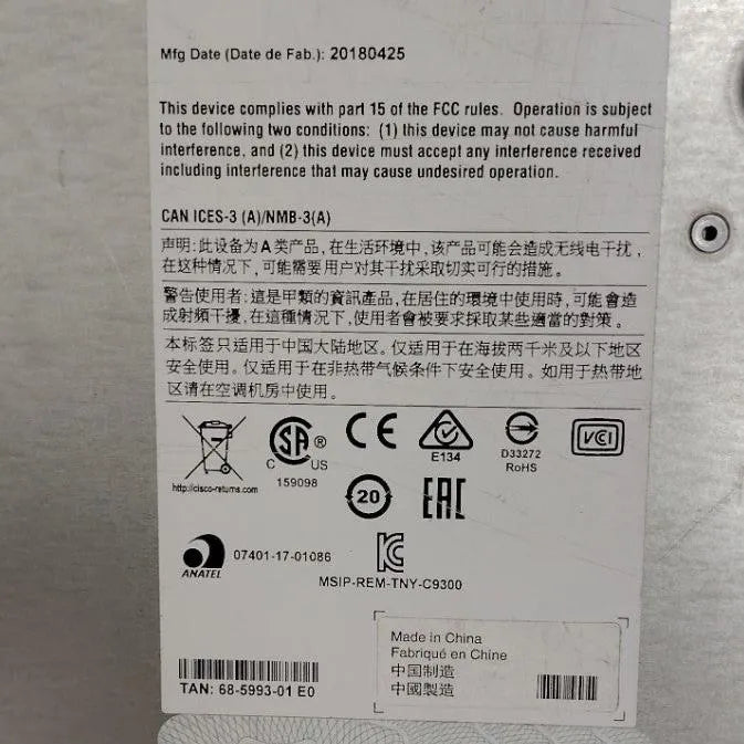 Cisco Catalyst C9300-48T-E Switches | 48-Port Gigabit | 3x FAN | Network Switch On