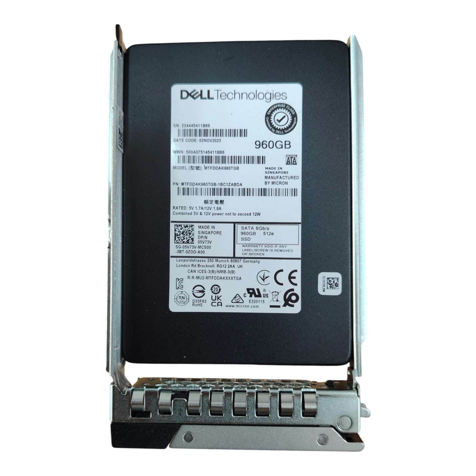 Dell 960GB SATA SSD – 05V73V / MTFDDAK960TGB 2.5" 6Gb/s Enterprise Solid State Drive