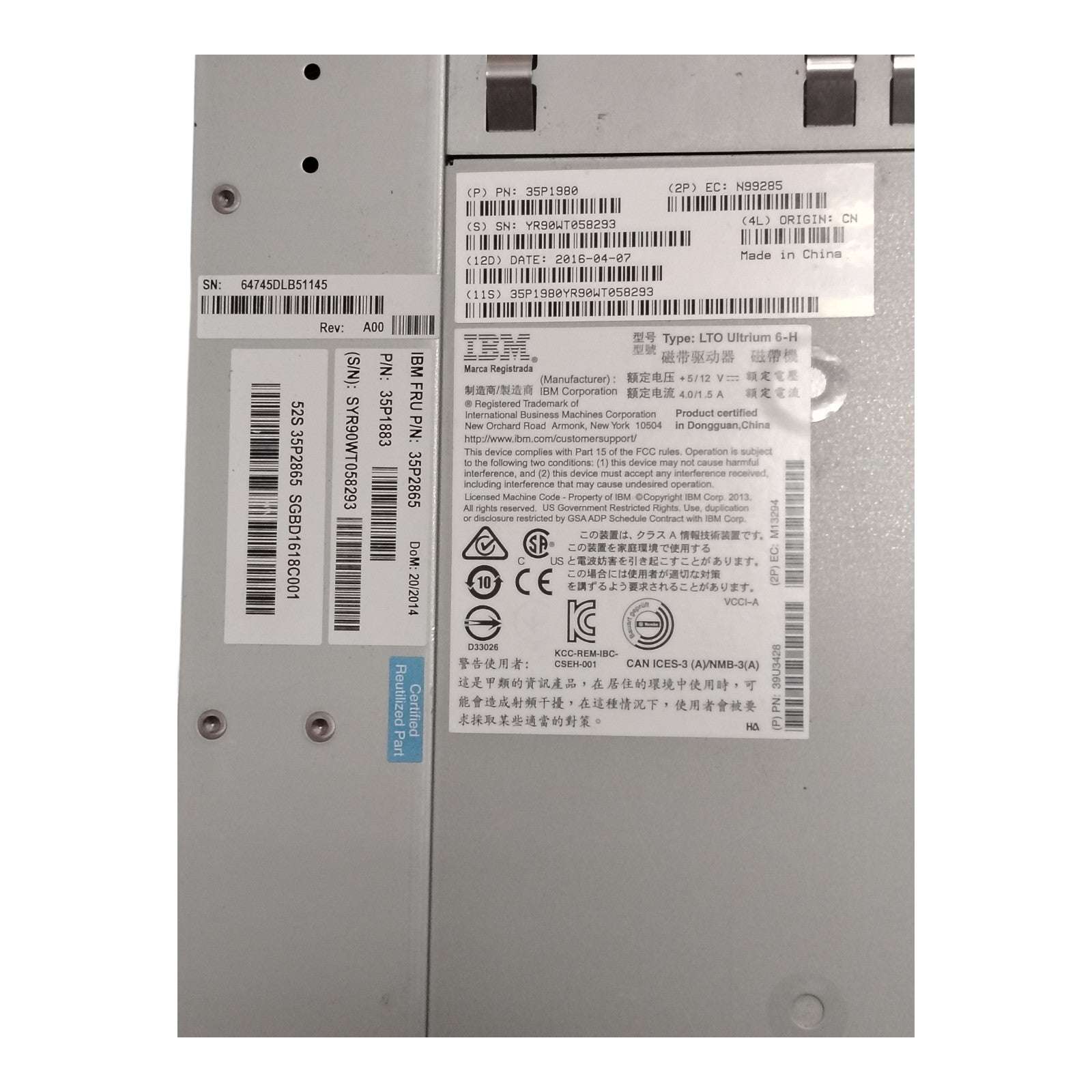 IBM TS3200 Tape Library 3573-L4U | 2× LTO-6 Ultrium SAS/FC Drives | 48 Slots | 4U Rackmount Enterprise Backup