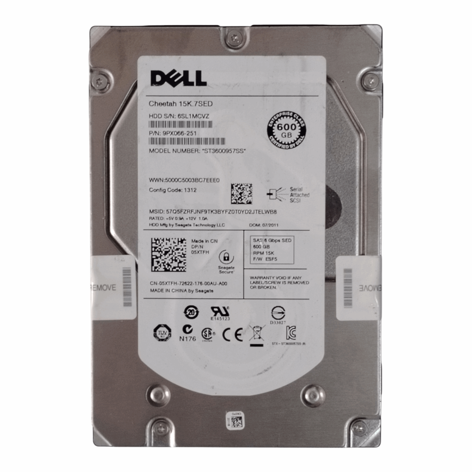 Dell 05XTFH 9PX066-251 600GB 15K SAS 6Gb/s 3.5" Enterprise HDD – Seagate Cheetah 15K.7 SED ST3600957SS