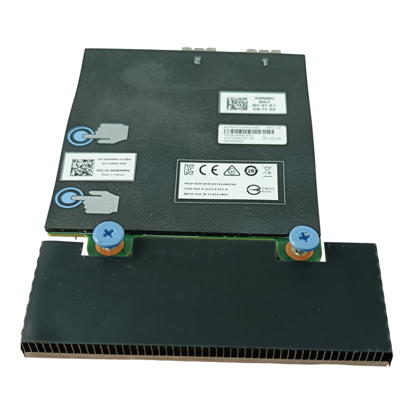 Dell 06WMMV Broadcom 57414 Dual Port 25GbE SFP Network Daughter Card