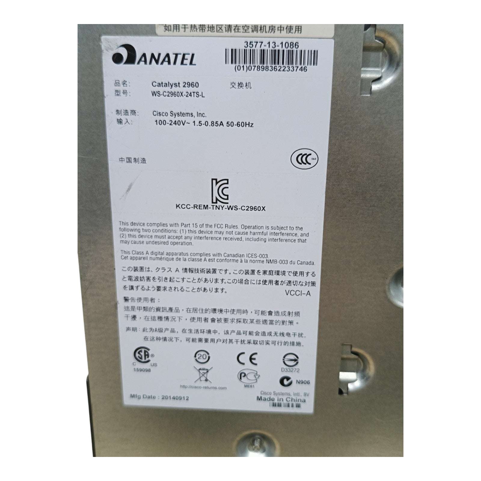 Cisco WS-C2960X-24TS-L 24-Port Gigabit Ethernet Managed Switch | Layer 2 LAN Base