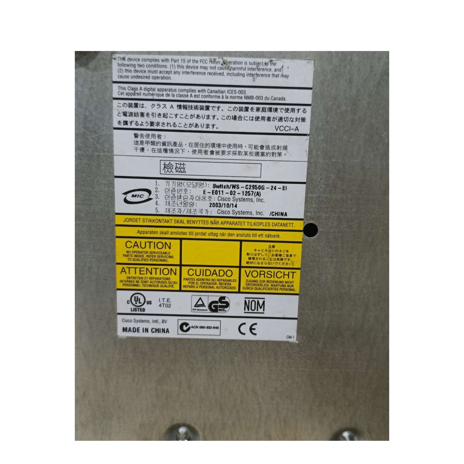 Cisco WS-C2950G-24-EI Catalyst Switch | 24-Port 10/100 Ethernet + 2 Gigabit Uplink | Managed Enterprise Switch