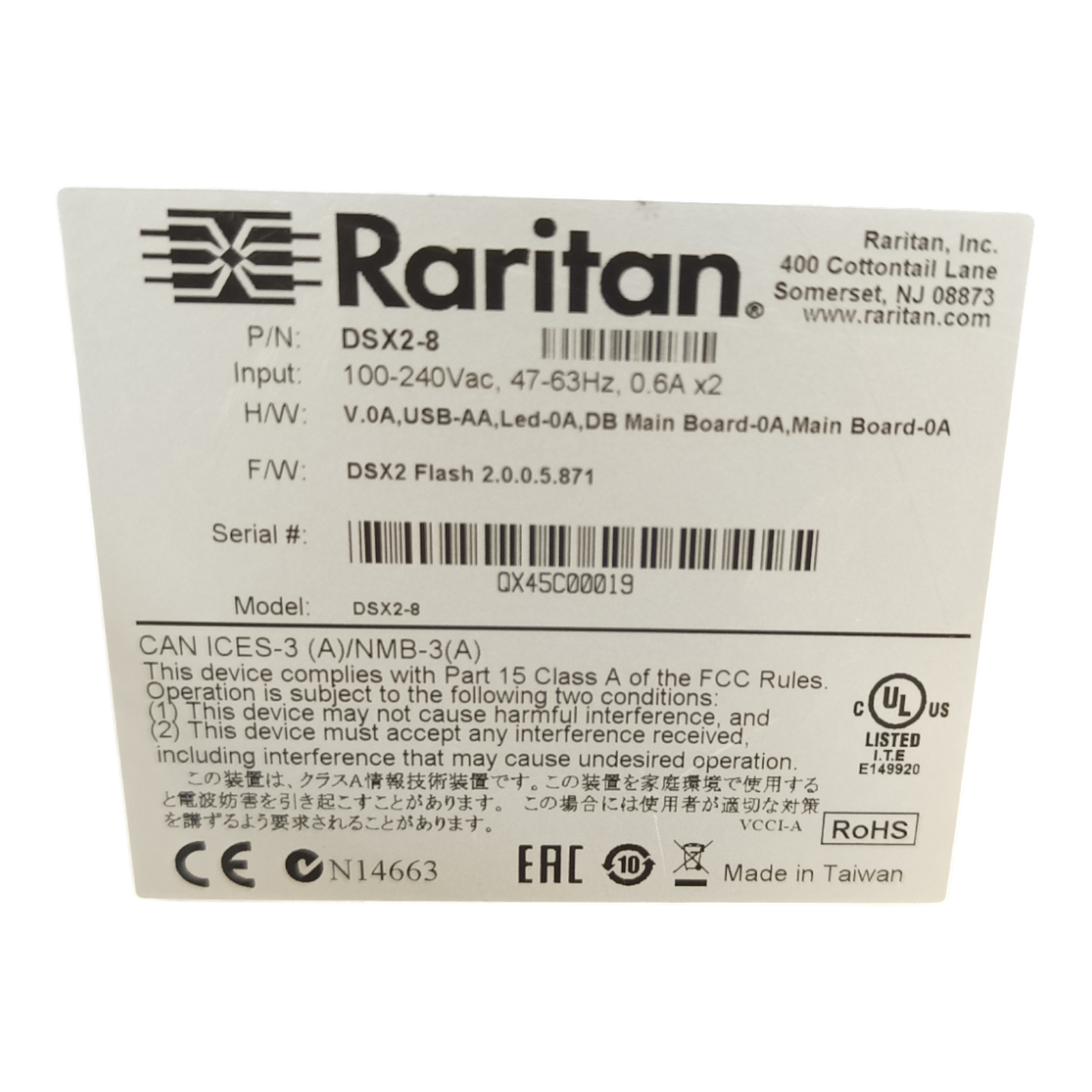 Raritan DSX2-8 Dominion SX2 8-Port Serial Console Server – Secure Remote Access