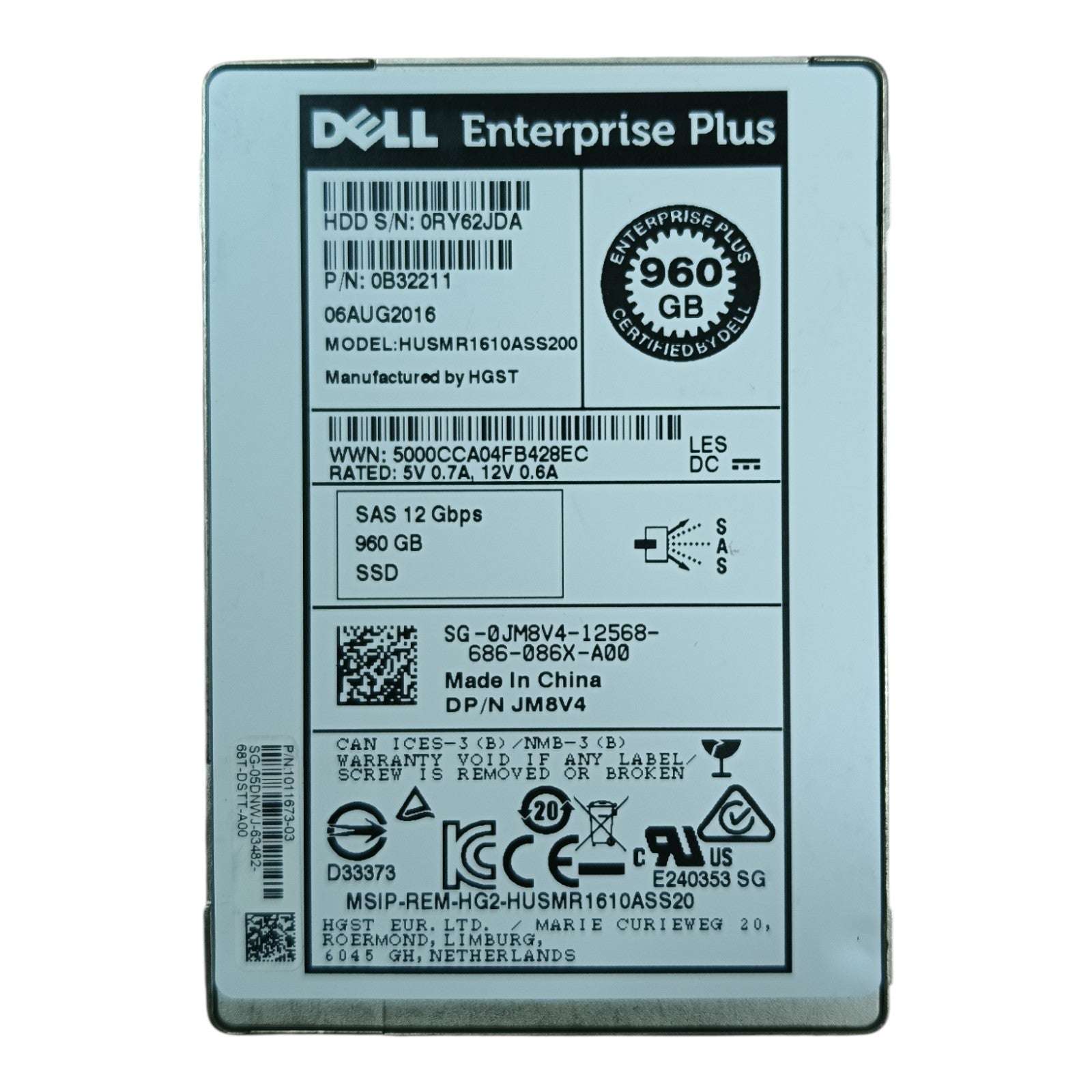 Dell 0JM8V4 960GB SAS 2.5" SSD 0B32211 | Enterprise Server Solid State Drives