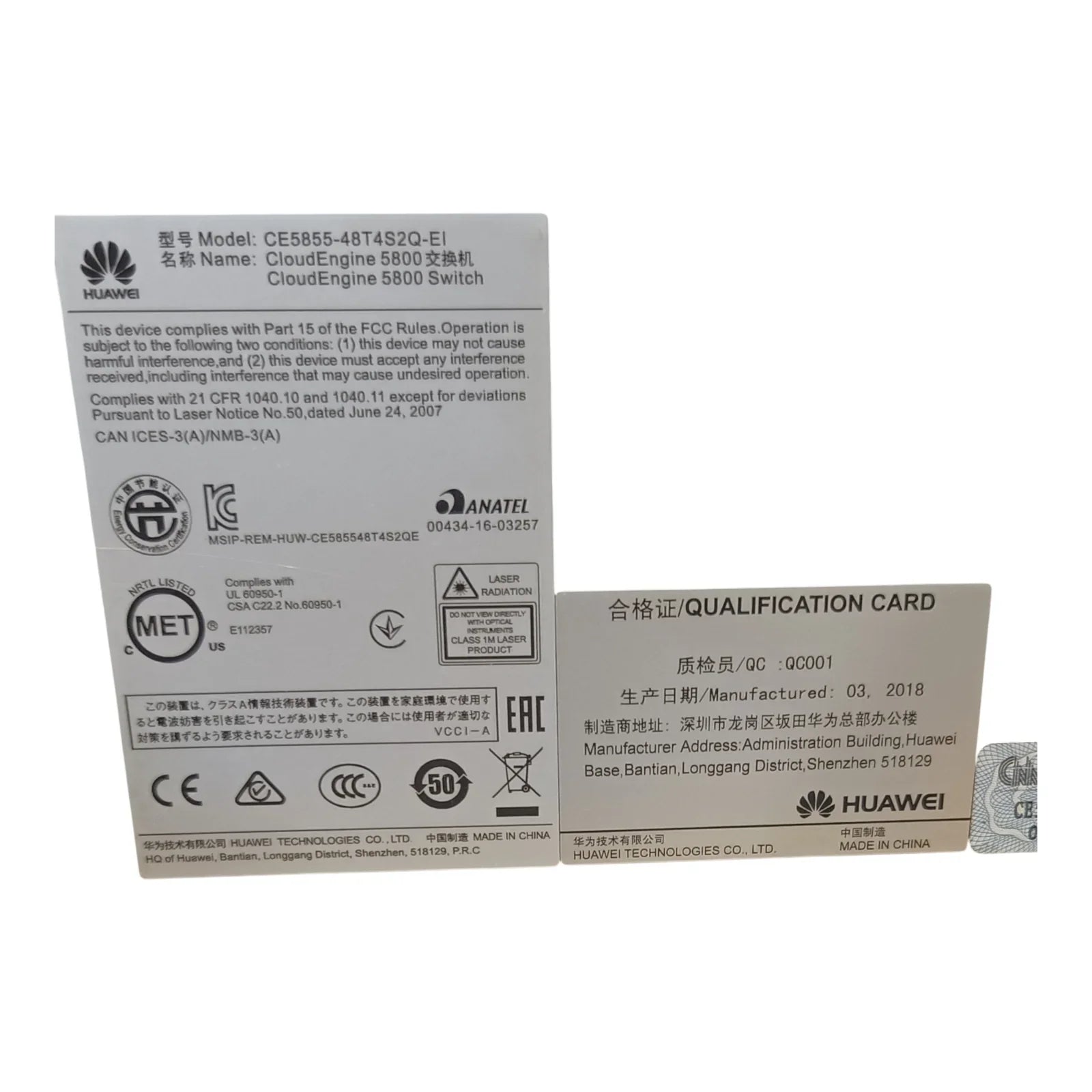 Huawei CE5855-48T4S2Q-EI CloudEngine 5800 Series 48-Port Gigabit Ethernet Switch with 10G/40G Uplinks