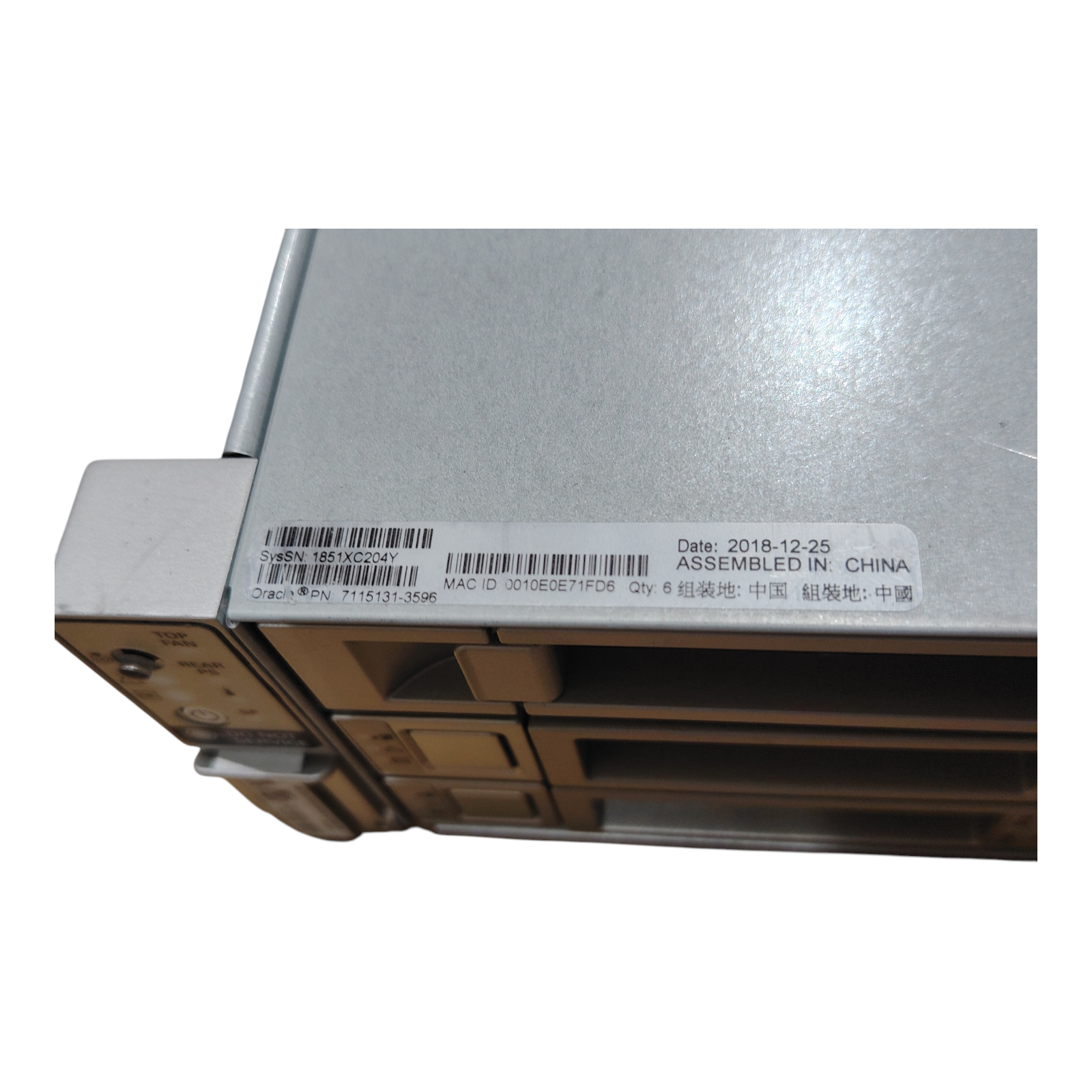 Oracle Sun X7-2L 2U Rackmount Server – Quad 10GbE Adapter, Dual 1200W Redundant PSUs