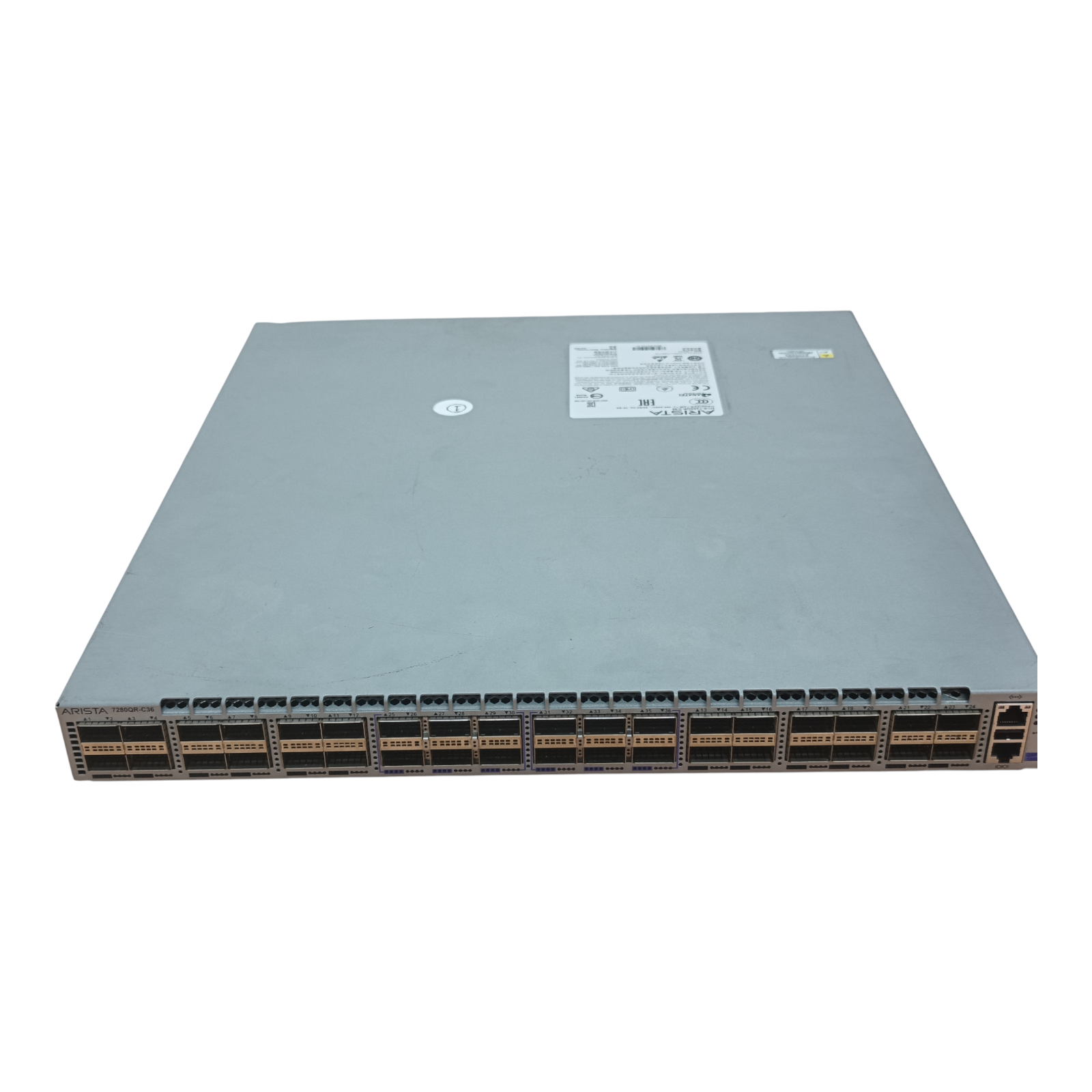Arista DCS-7280QR-C36-M-F Switch | 24x40GbE QSFP+ & 12x100GbE QSFP28 | Front-to-Rear Airflow, Dual AC PSU