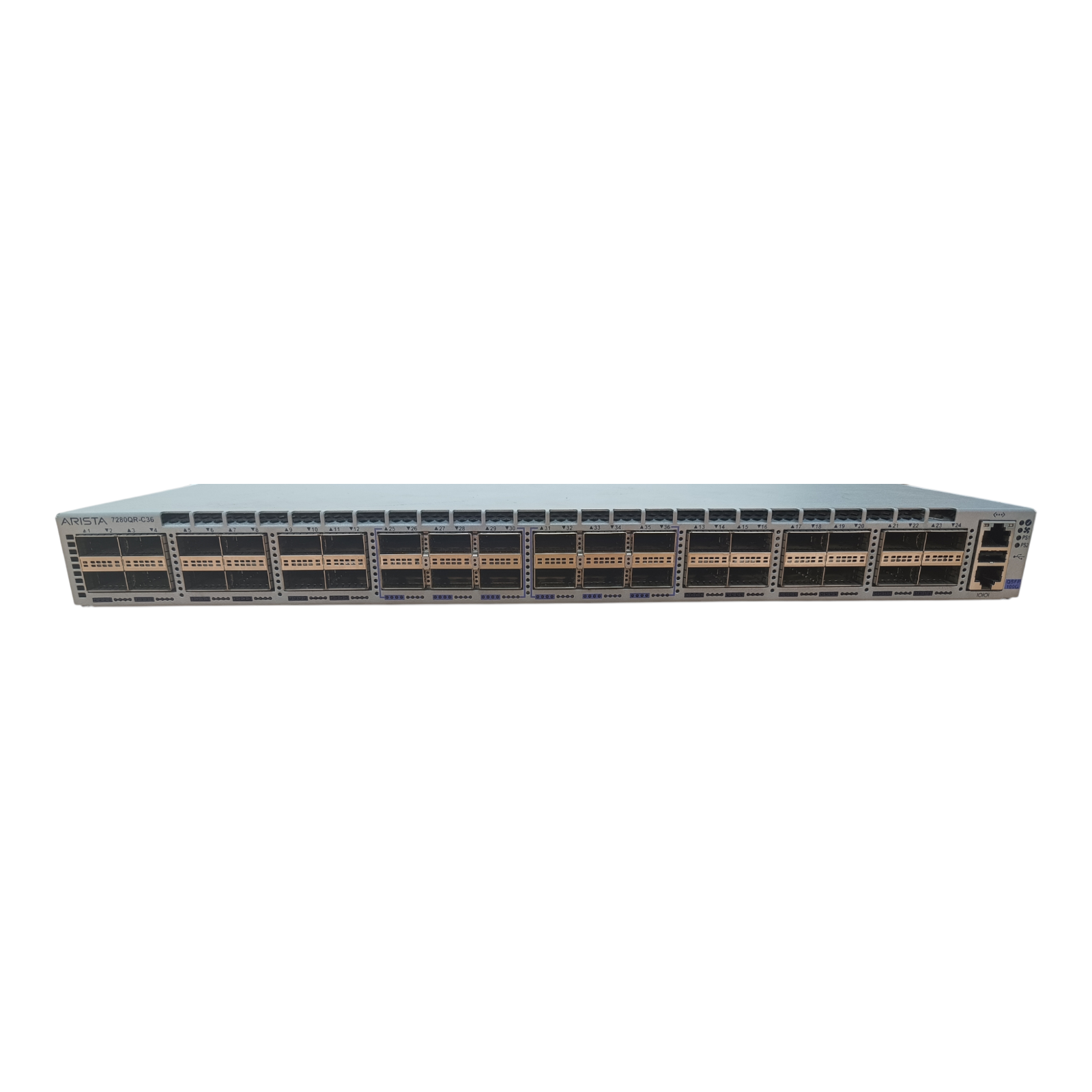 Arista DCS-7280QR-C36-M-F Switch | 24x40GbE QSFP+ & 12x100GbE QSFP28 | Front-to-Rear Airflow, Dual AC PSU