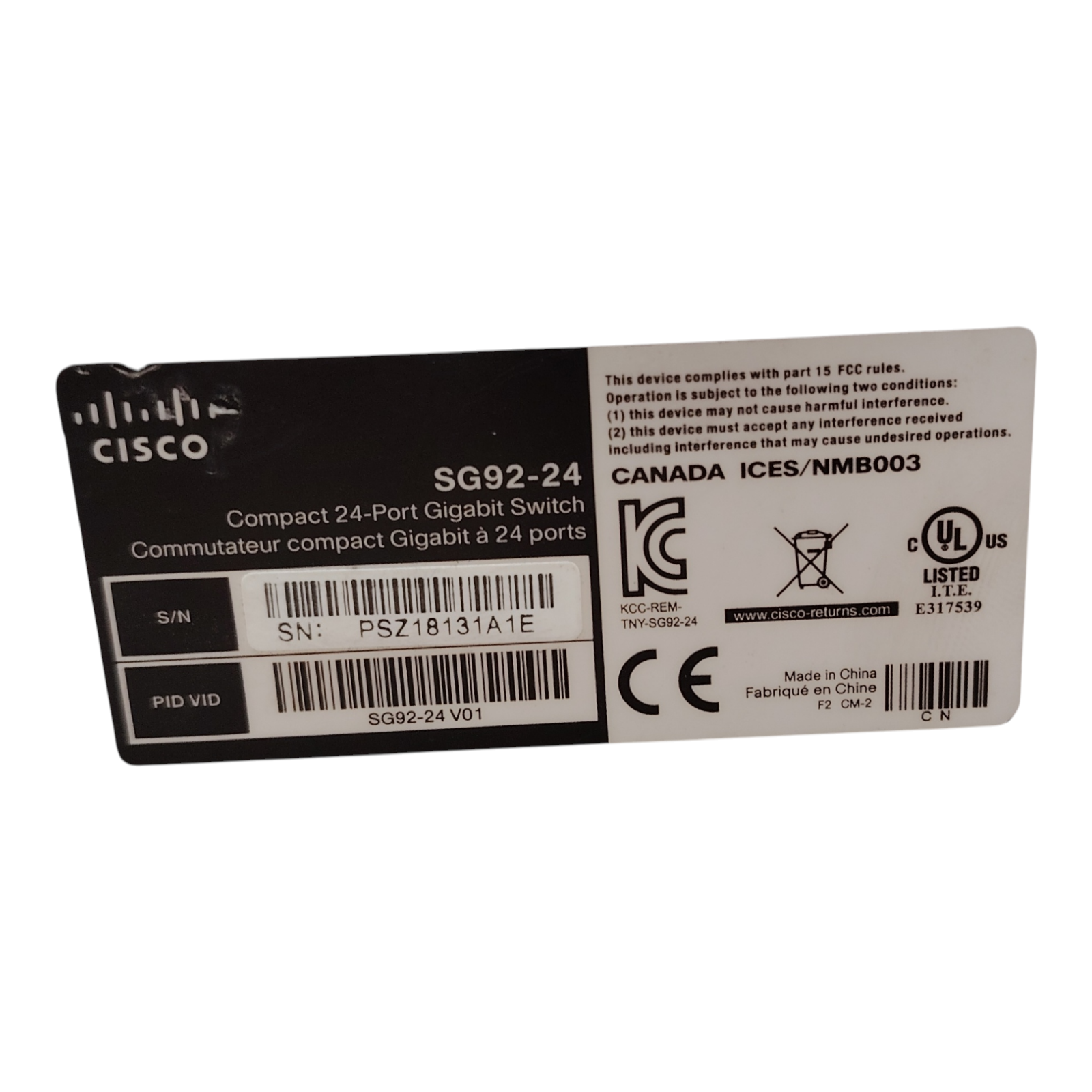 Cisco SG92-24 Compact 24-Port Gigabit Desktop Switch – Unmanaged, High-Performance Ethernet Connectivity