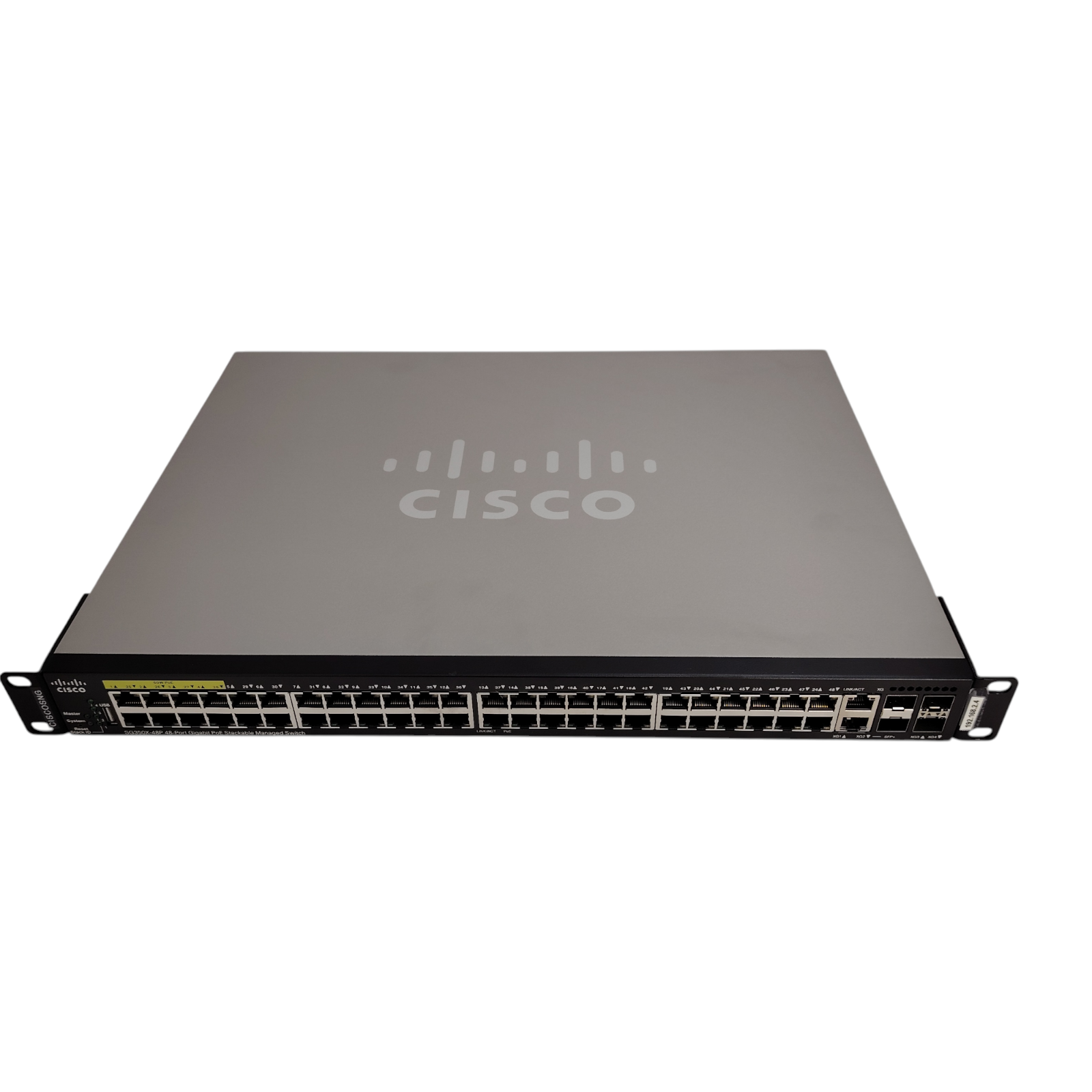 Cisco SG350X-48P-K9 48-Port Gigabit PoE+ Stackable Managed Network Switch with 10G Uplinks