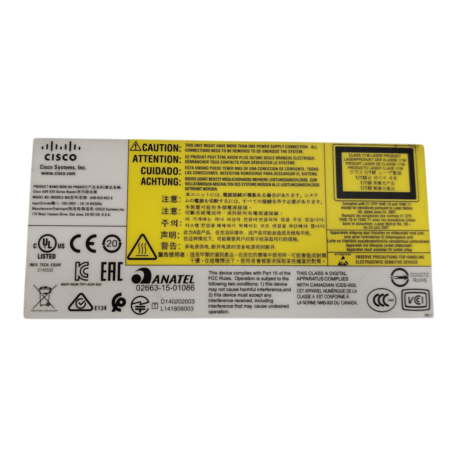 Cisco ASR-920-4SZ-A Router – 2x 1G RJ45 + 4x 10G SFP+ Ports | High-Performance Aggregation Services Router