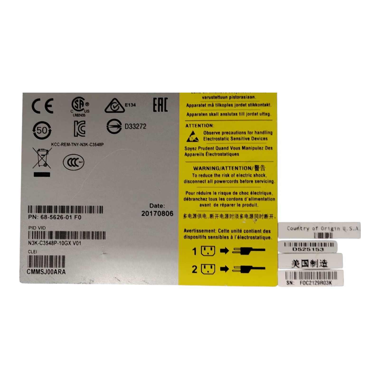 Cisco N3K-C3548P-10GX Nexus 3548P Switch – 48-Port 10GbE, 1U Rackmount, Low-Latency Data Center Networking