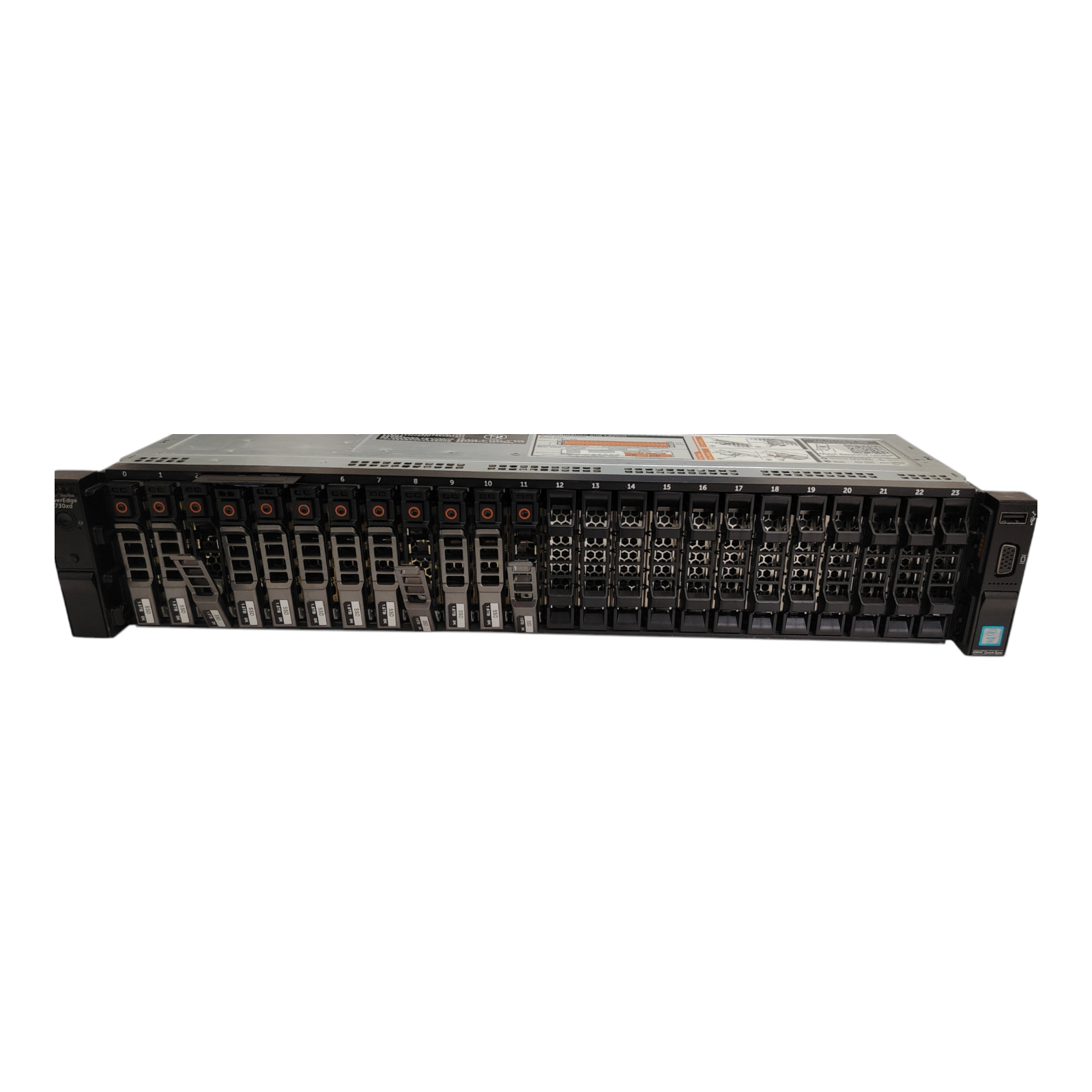 Dell PowerEdge R730XD 2U Server – 2× Xeon E5-2630 v3, 128GB DDR4 ECC RAM, 12× 1.6TB SSD (19.2TB), RAID, 750W PSUs