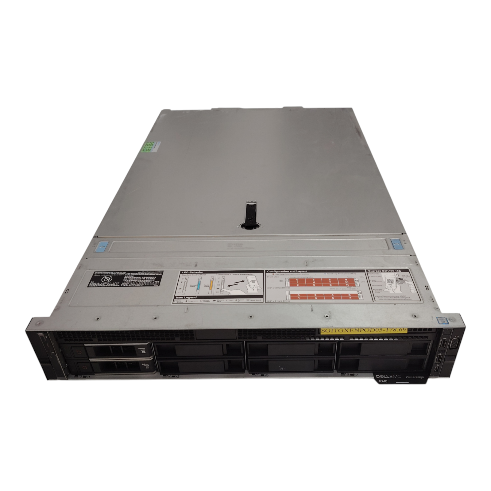 Dell PowerEdge R740 (3.5") 2U Rackmount Server – 2× Xeon Gold 6238M, 192GB DDR4 ECC RAM, 240GB SSD, RAID, 750W PSUs