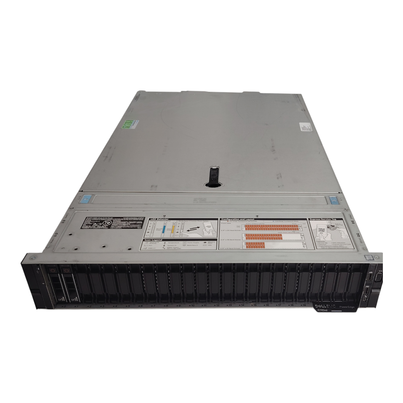 Dell PowerEdge R740xd Rack Server | 2× Intel Xeon Gold 6238R | 2× 480GB SSD | 24-Bay 2.5" | HBA RAID | 750W PSU