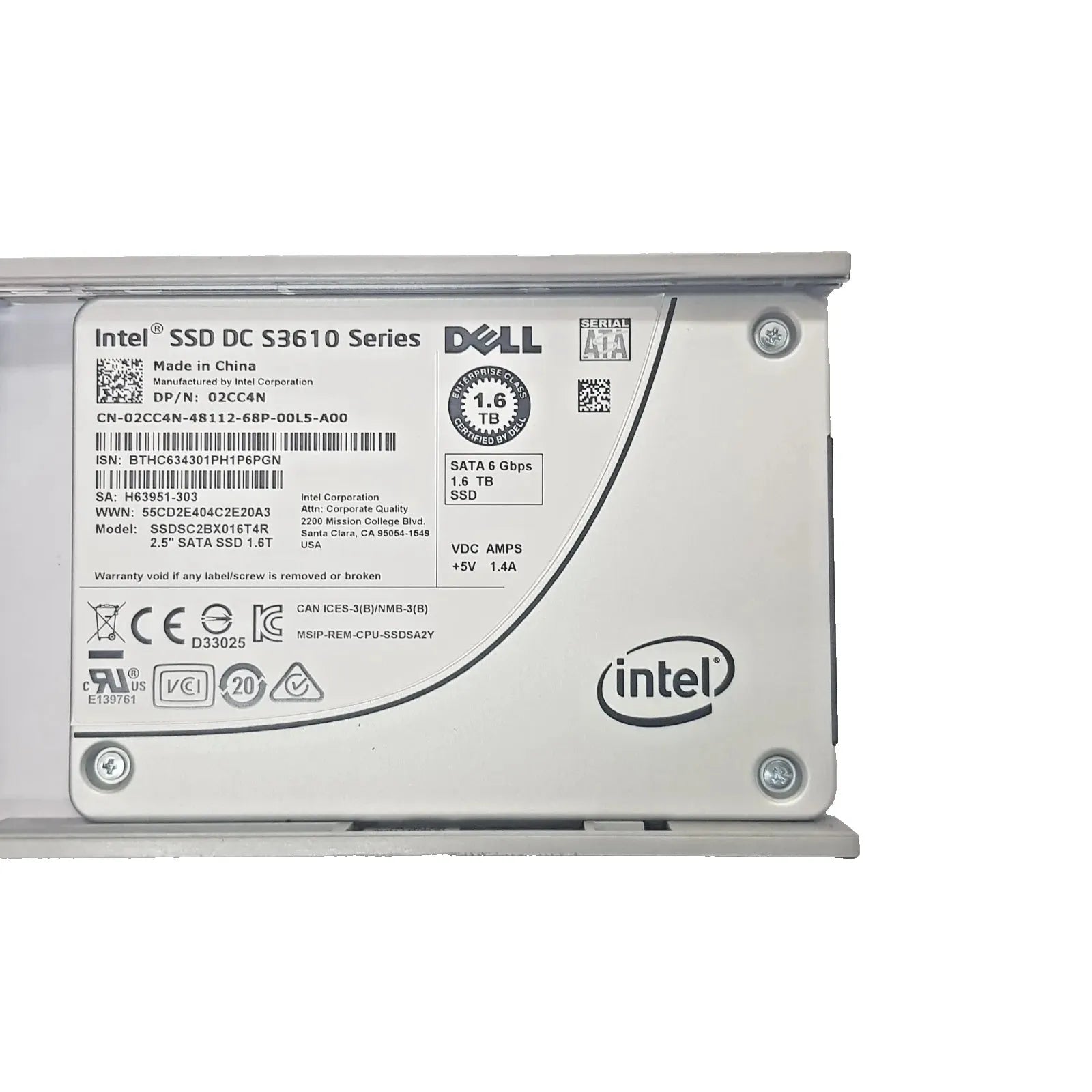 Intel Dell SSDSC2BX016T4R 1.6TB 2.5" SATA SSD (P/N: 02CC4N)