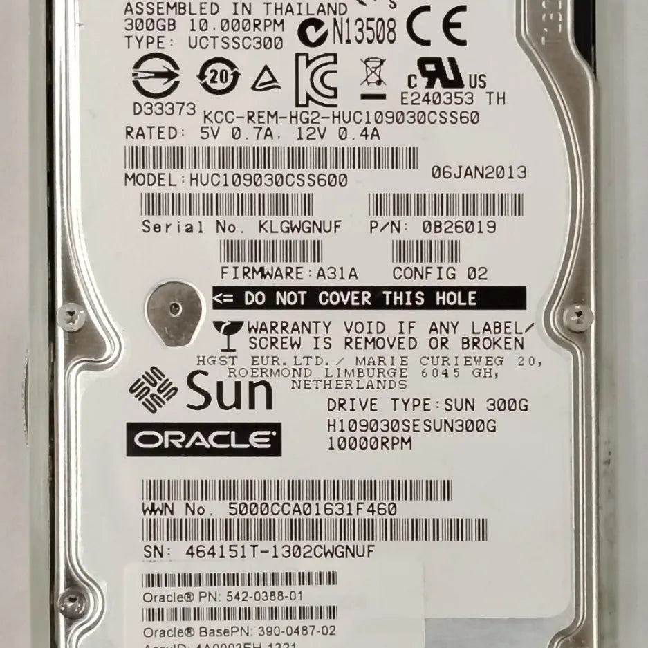 Lot of 12 unit Oracle HGST (542-0388-01) 300GB 10K RPM 2.5" SAS HDD 0B26019