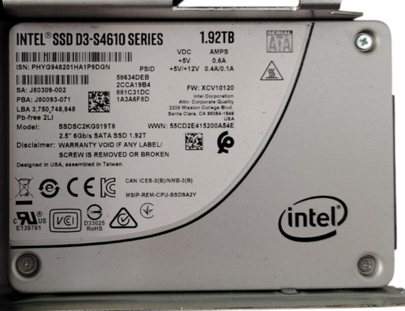 Dell 1.92TB SATA SSD D3-S4610 | SSDSC2KG019T8 2.5" Enterprise Solid State Drive