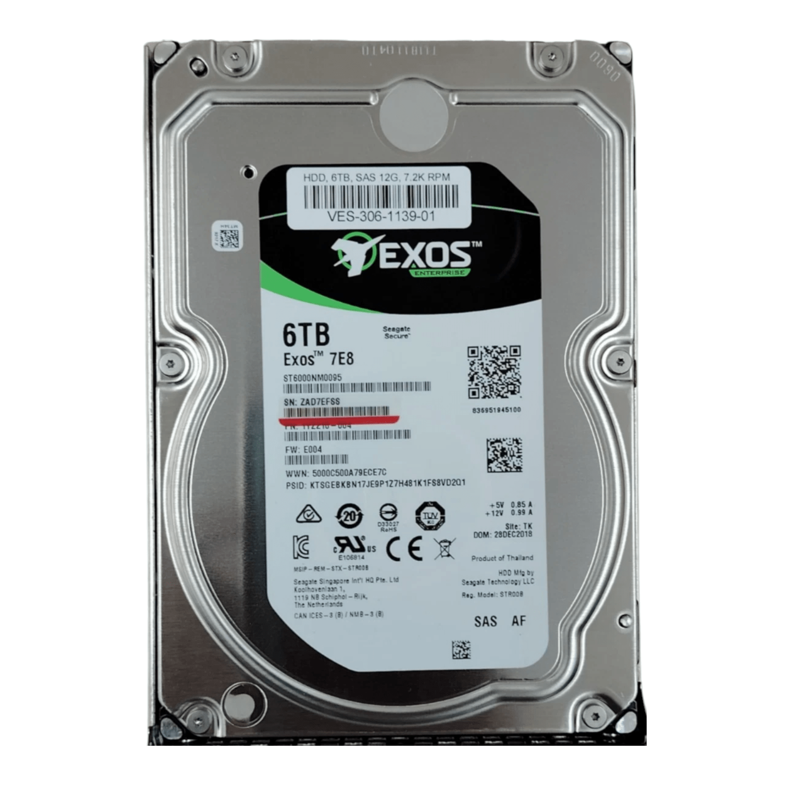 Seagate Exos 6TB 7200RPM SAS HDD – ST6000NM0095 (1YZ210-004) 3.5" Enterprise Hard Drive