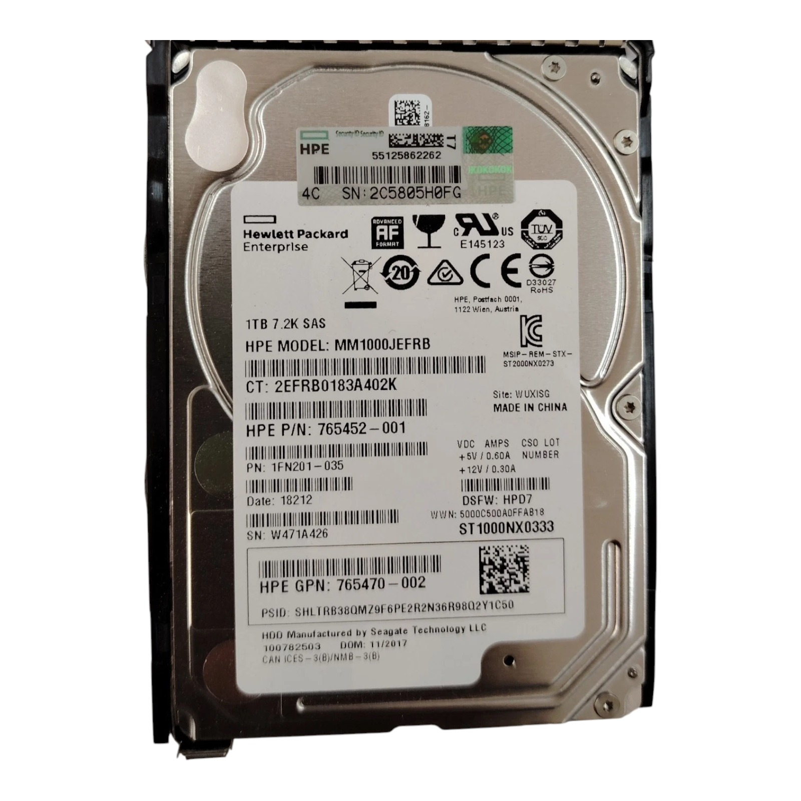 HP 1TB 7.2K RPM 2.5" SAS Enterprise HDD (765452-001, ST1000NX0333) – 6Gb/s Hot-Swap