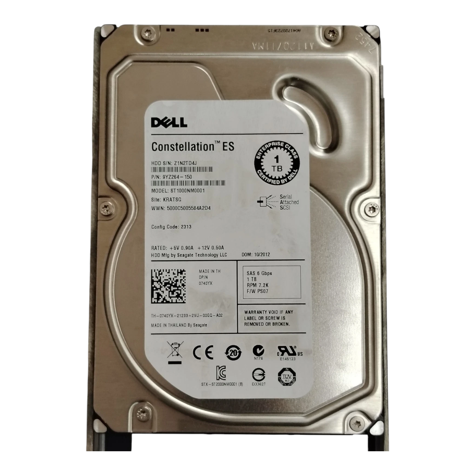 DELL 1TB 3.5" SAS Enterprise Hard Drive (ST1000NM0001, 0740YX) – 7200 RPM, 6Gbps