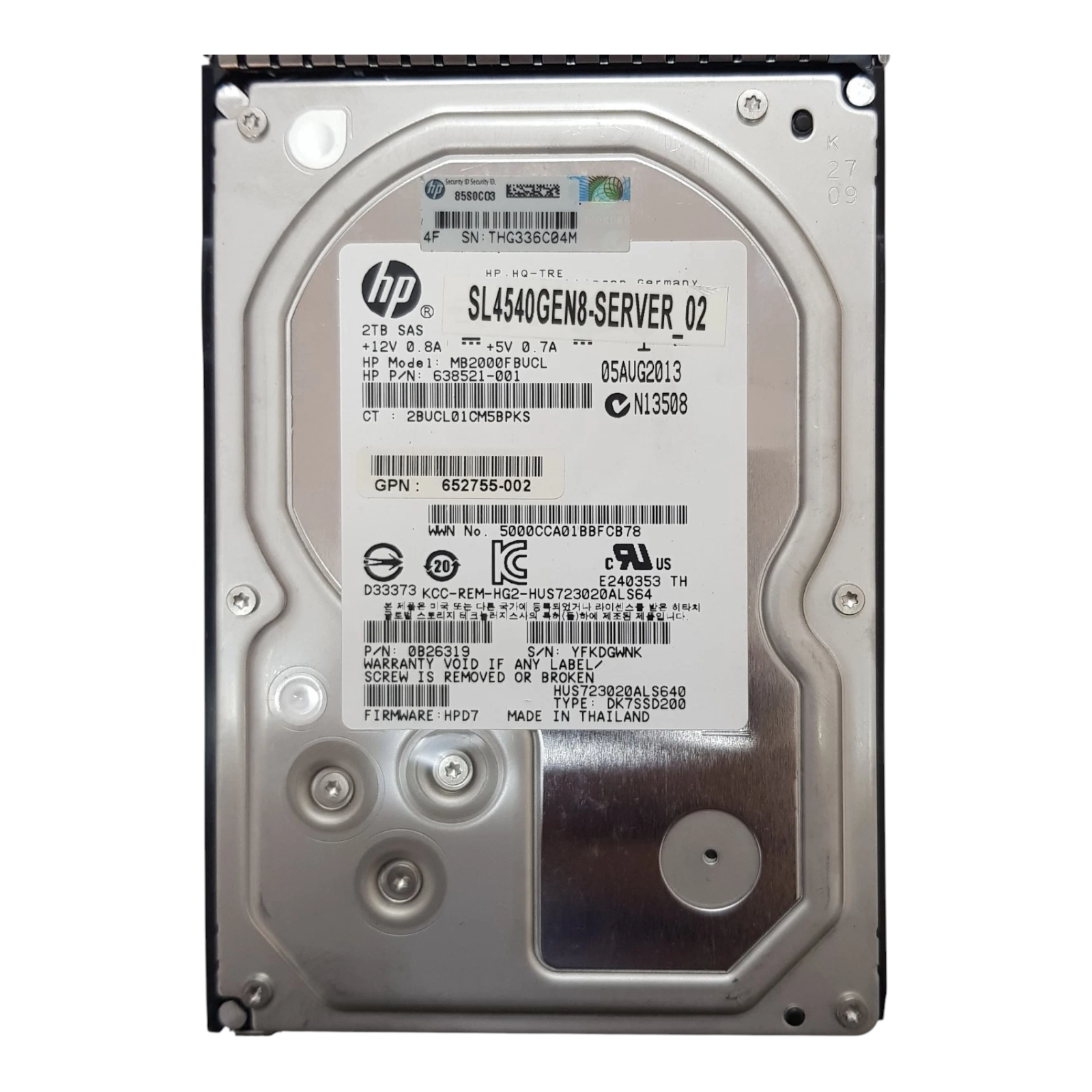 HP 2TB 7200RPM SAS 6Gb/s 3.5" Enterprise HDD – 638521-001 / 0B26319