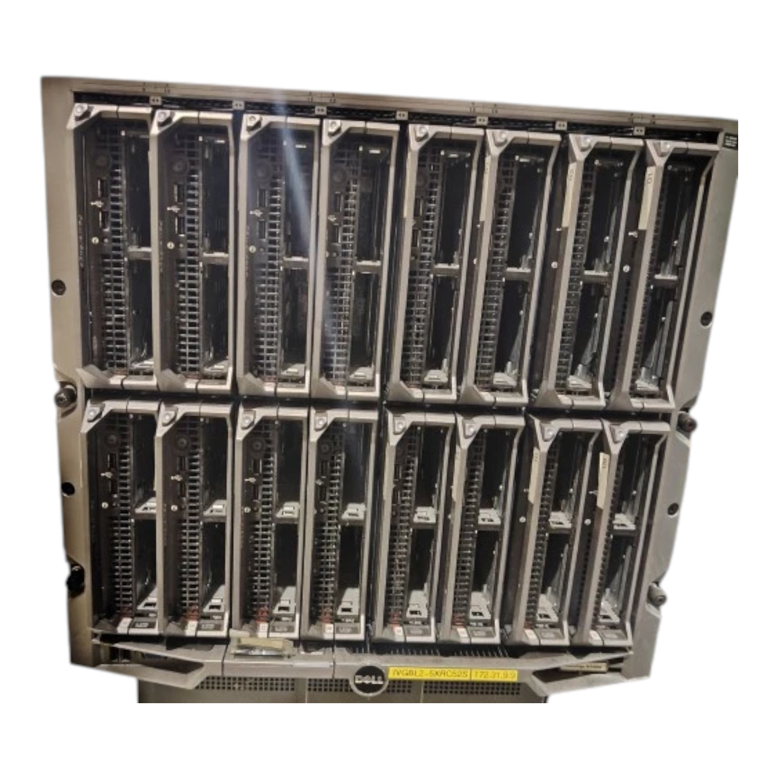 Dell PowerEdge M1000e Blade Server Chassis – 16× M610 Blades, 32× Xeon X5550 CPUs, 6× 2360W PSUs, No RAM/SSD