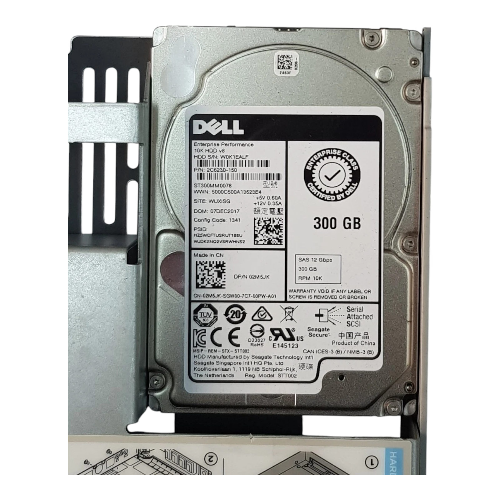 Dell 300GB 2.5" SAS 12Gb/s 10K RPM Enterprise HDD – P/N 02M5JK ST300MM0078