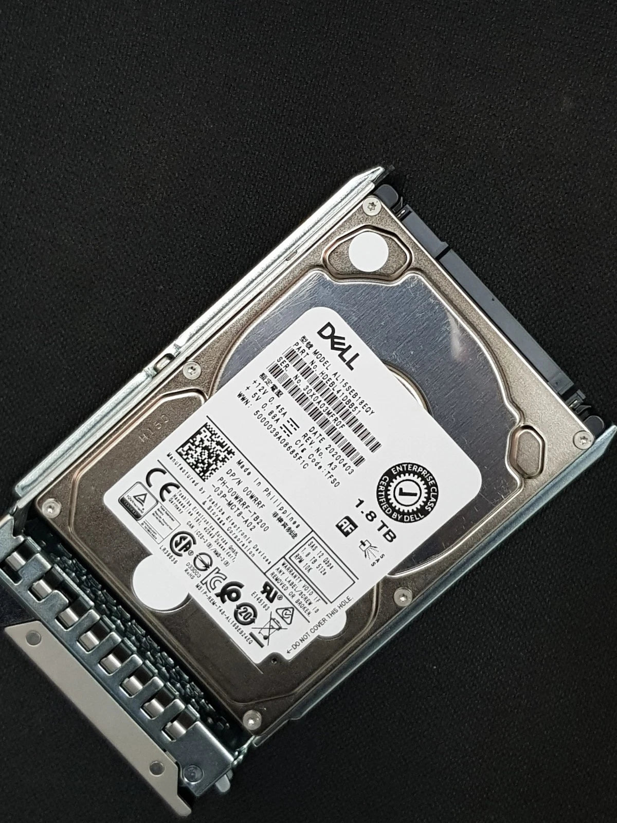 Dell (P/N: 00WRRF) 1.8TB 10K SAS 12Gb/s Enterprise HDD HDEBL41DBB51 2.5
