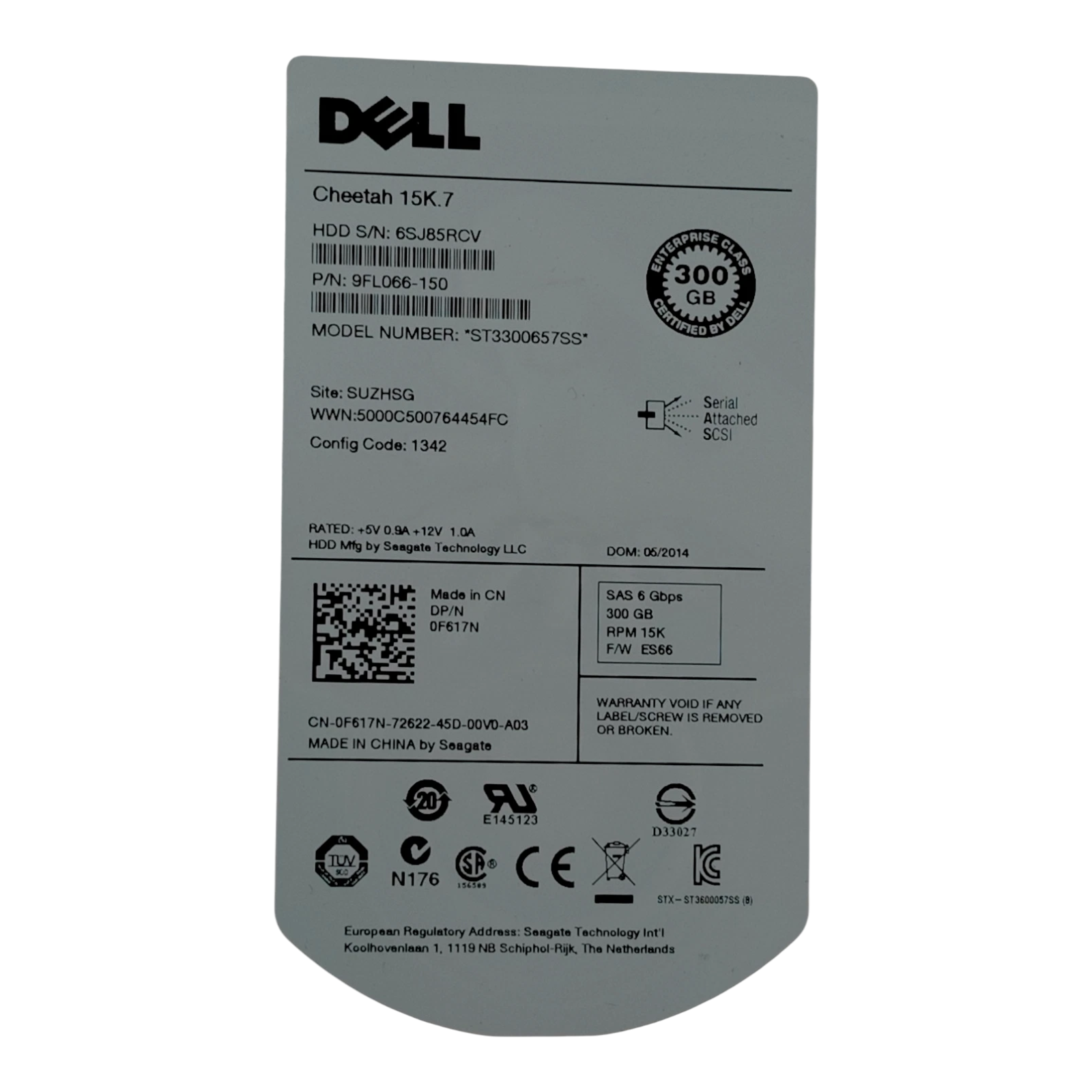 Dell 300GB 15K RPM 3.5" SAS HDD – ST3300657SS / 0F617N (Enterprise Hard Drive, W/O Caddy)