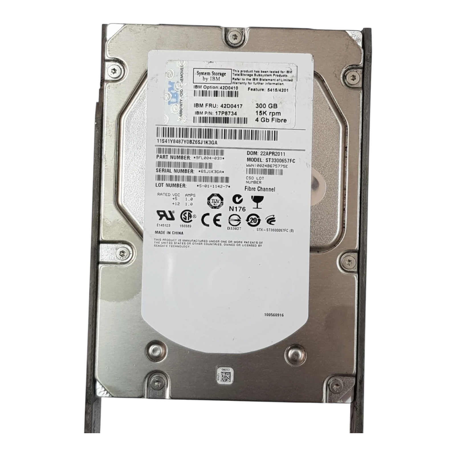 IBM 300GB 15K RPM 3.5" FC HDD – ST3300657FC / 17P8734 (Enterprise Fibre Channel Hard Drive, W/O Caddy)