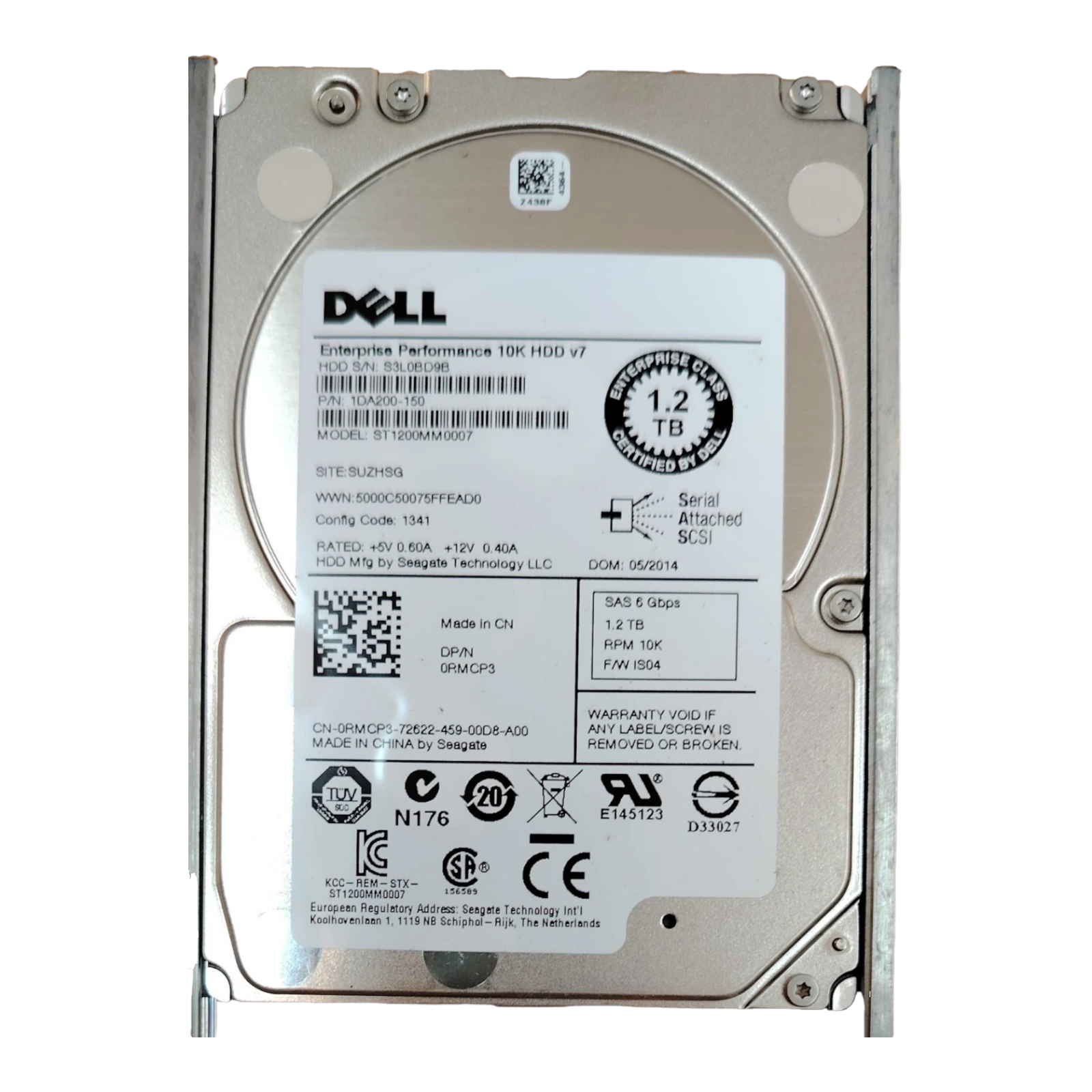 Dell 1.2TB 10K RPM SAS 12Gb/s 2.5" Enterprise Hard Drive (0RMCP3, ST1200MM0007) – No Caddy