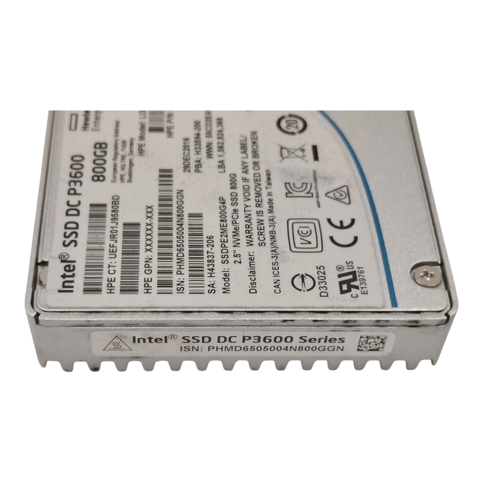 HP/Intel 800GB NVMe PCIe SSD | Model SSDPE2ME800G4P | P/N 765033-002 | 2.5" Enterprise Drive