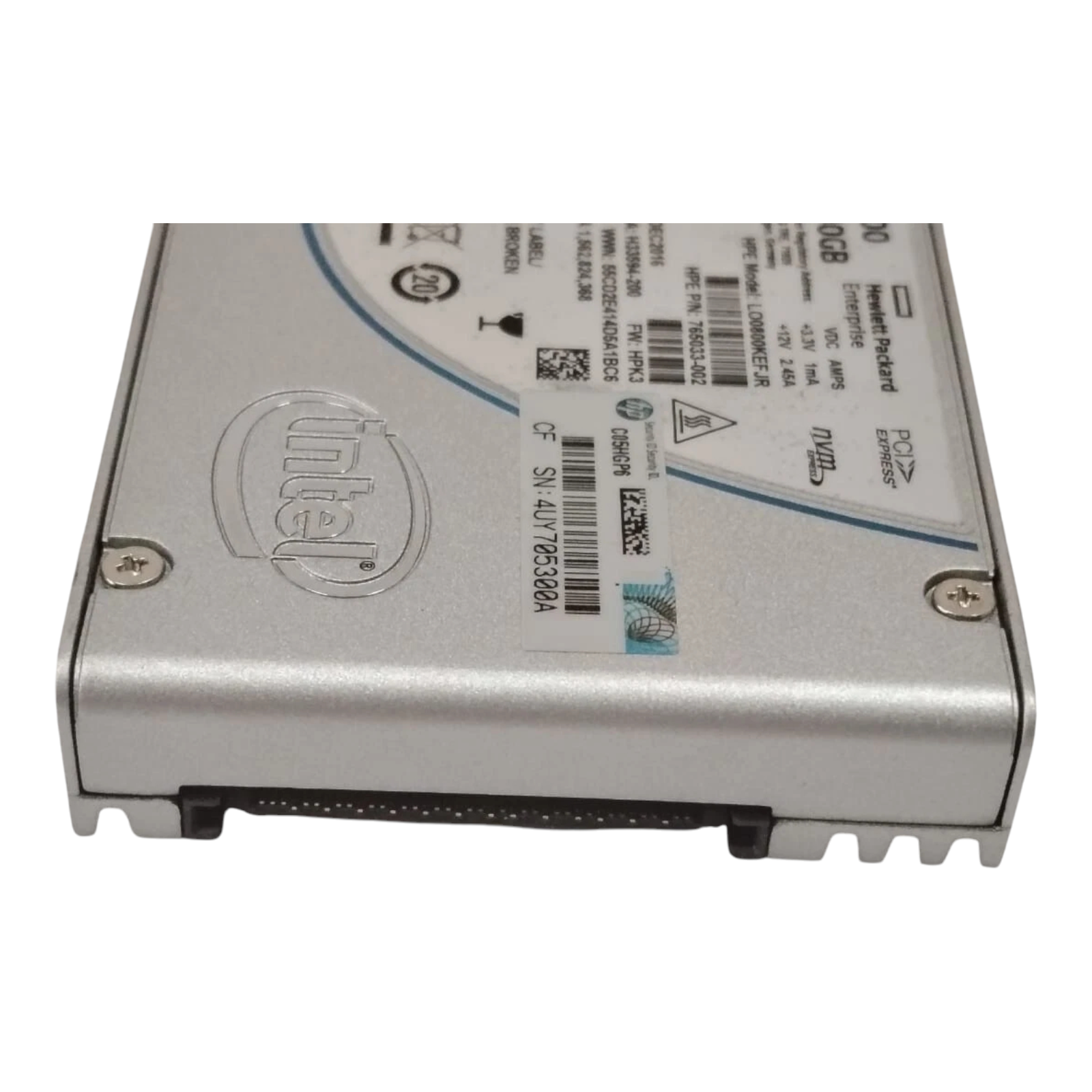 HP/Intel 800GB NVMe PCIe SSD | Model SSDPE2ME800G4P | P/N 765033-002 | 2.5" Enterprise Drive