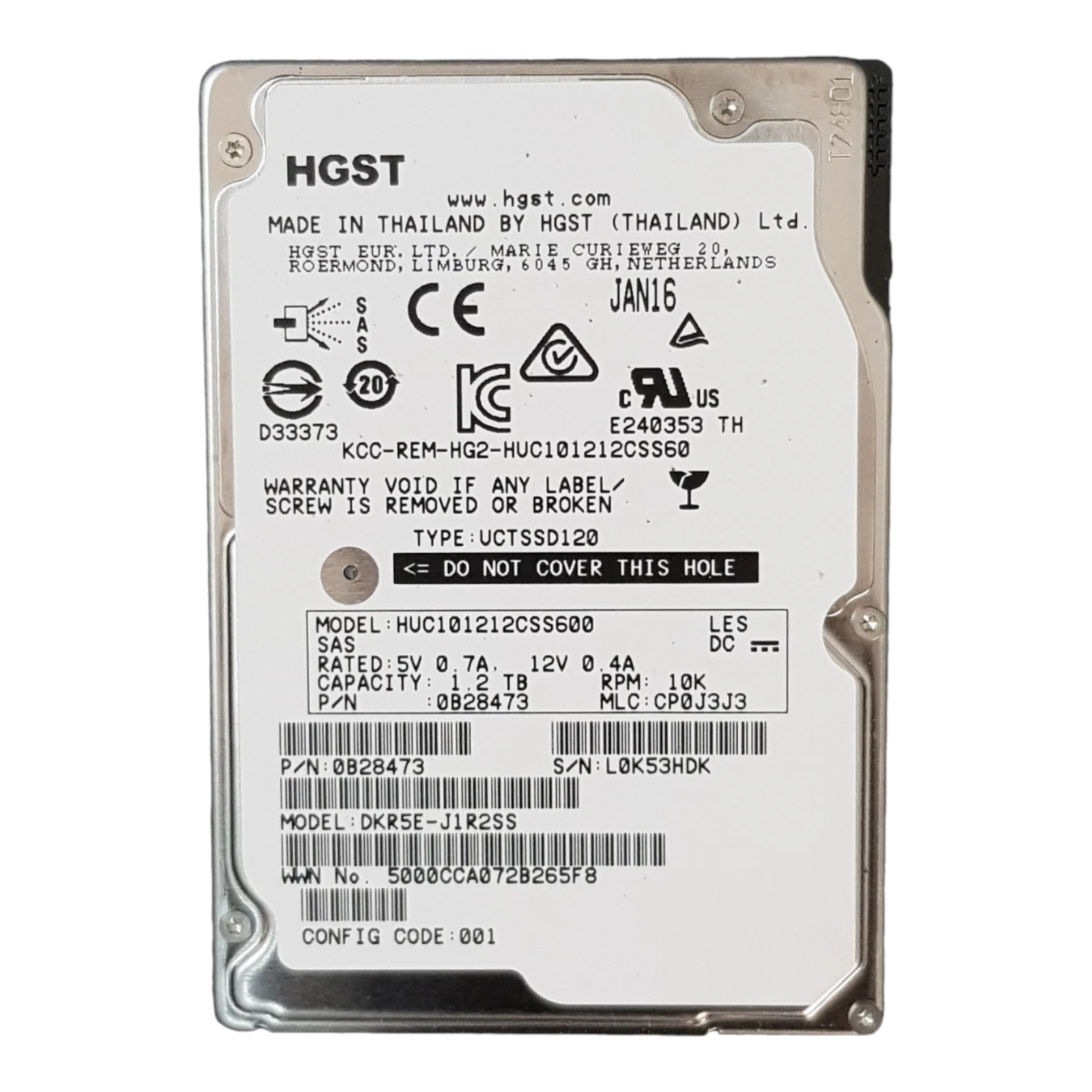 HGST Ultrastar 1.2TB 10K RPM 2.5" SAS HDD – 0B28473 HUC101212CSS600 DKR5E-J1R2SS