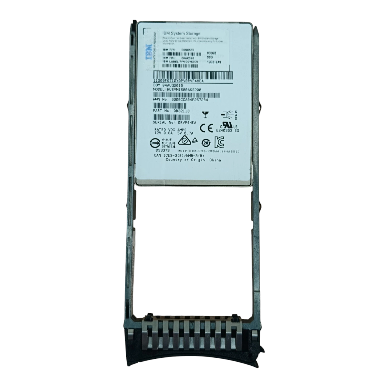 IBM 00NC586 800GB 2.5” SAS SSD 12Gb | System Storage FRU 00AK376 Enterprise Drive w/o caddy