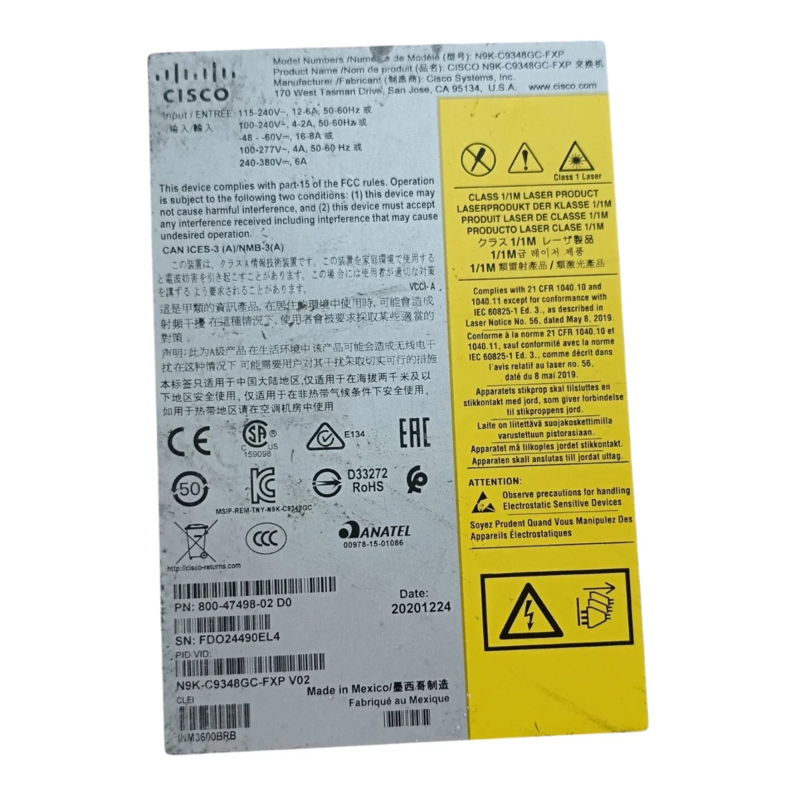 Cisco Nexus N9K-C9348GC-FXP 48-Port Gigabit Ethernet Switch – Layer 3 Data Center Switch