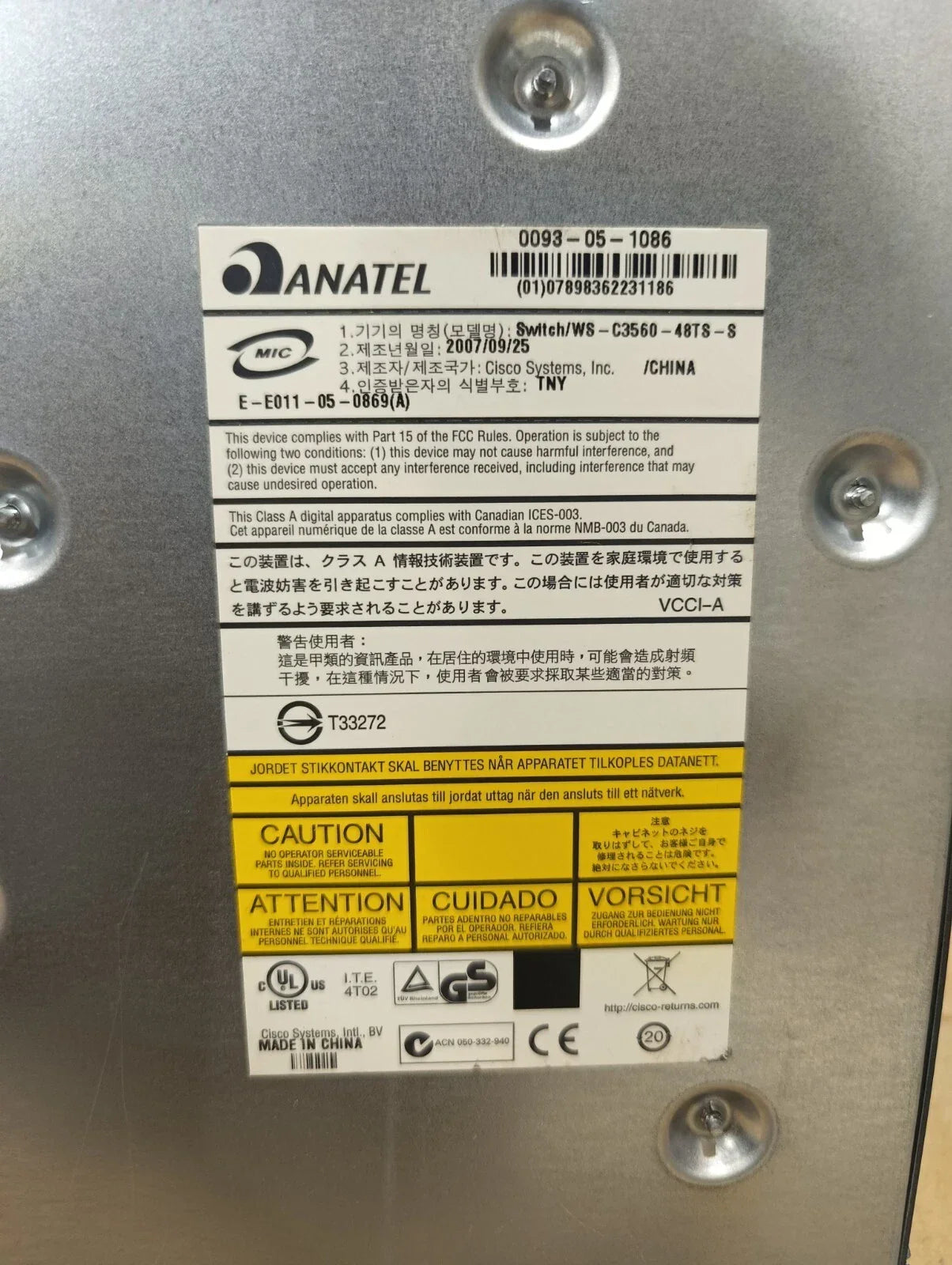 Cisco Catalyst WS-C3560-48TS-S 48-Port Gigabit Switch with 4 SFP Uplinks – Managed Layer 3 Network Switch