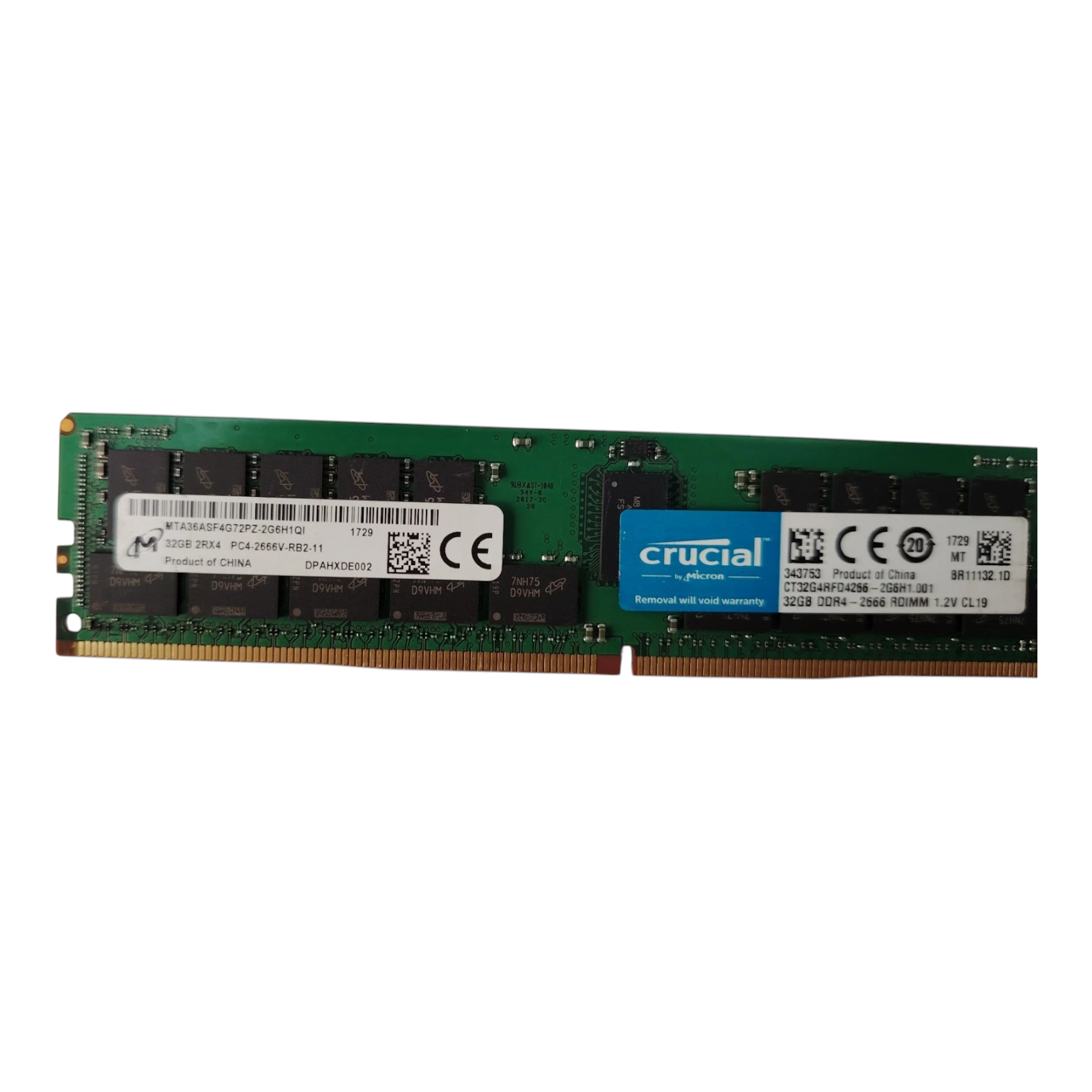 Micron 32GB DDR4-2666 ECC RDIMM Server Memory | MTA36ASF4G72PZ-2G6H1 Registered DIMM