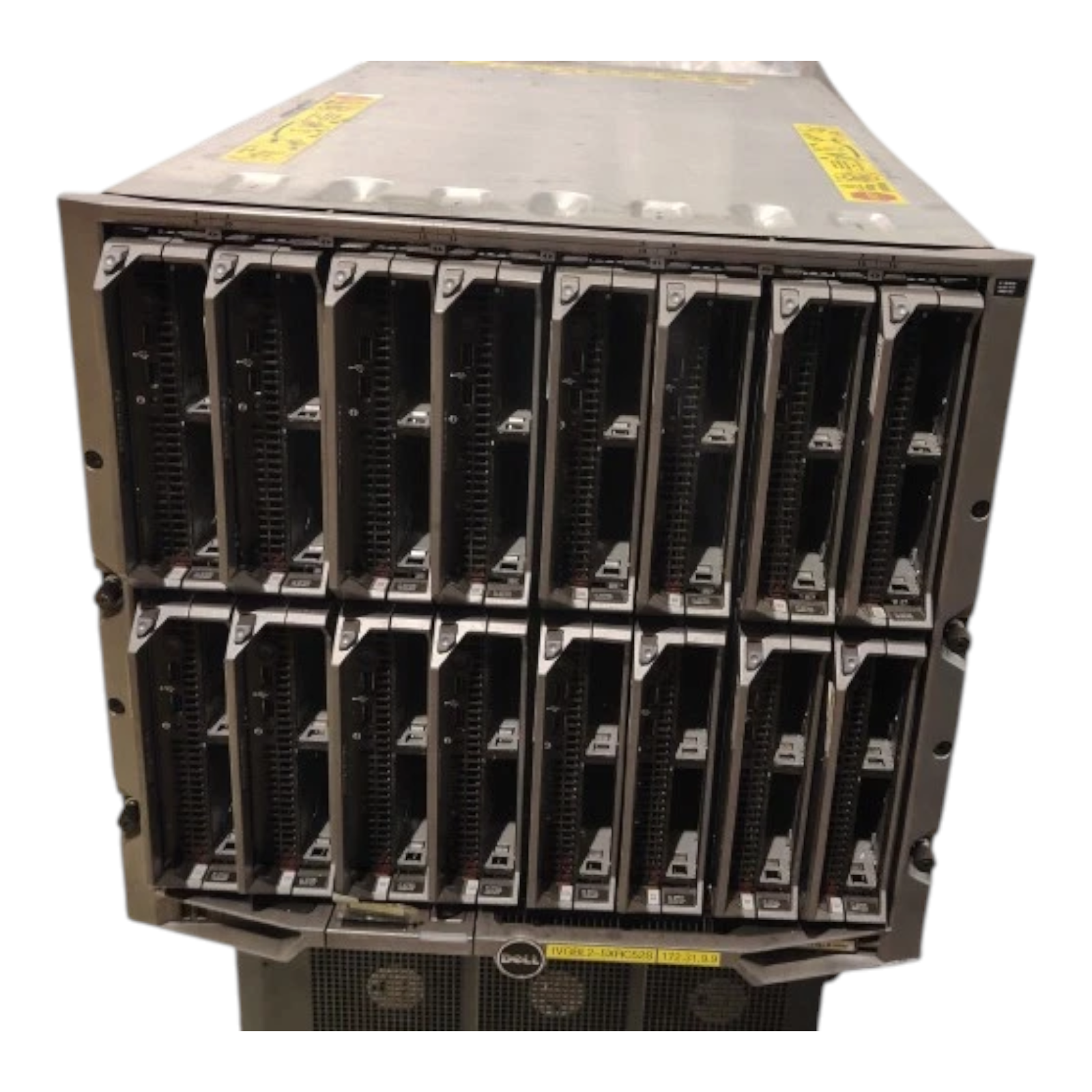 Dell PowerEdge M1000e Blade Server Chassis – 16× M610 Blades, 32× Xeon X5550 CPUs, 6× 2360W PSUs, No RAM/SSD