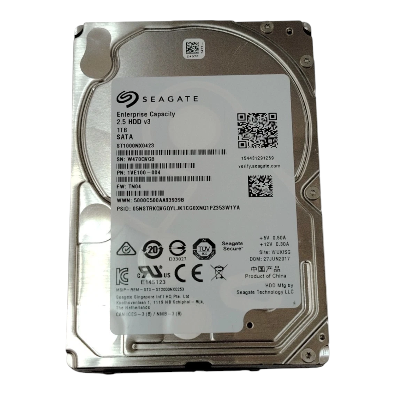 Seagate 1TB 2.5" SATA HDD 7200RPM – ST1000NX0423 / 1VE100-004 Enterprise