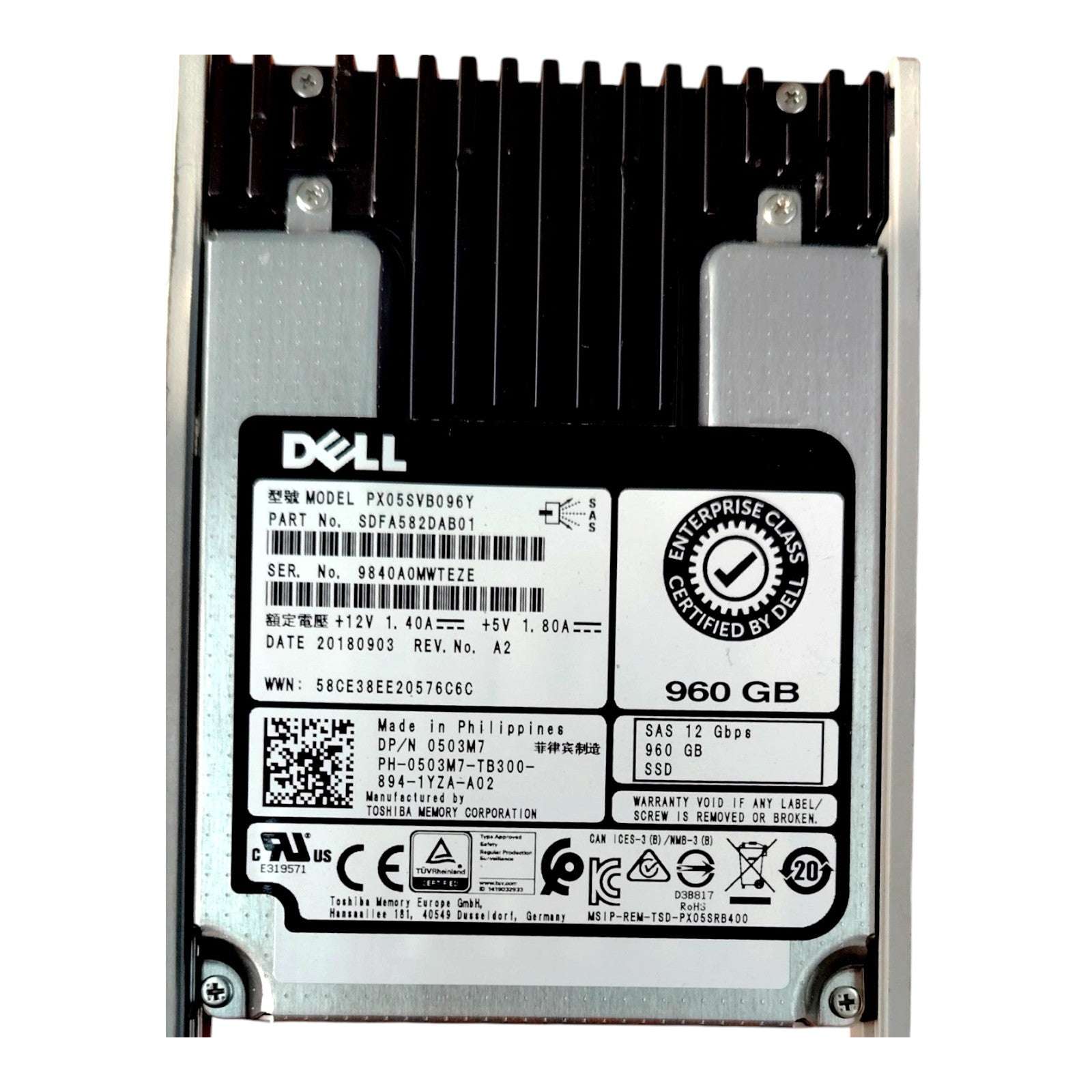 Dell 960GB SAS 12Gbps 2.5" Enterprise SSD – PX05XVB096Y (P/N: 0503M7)