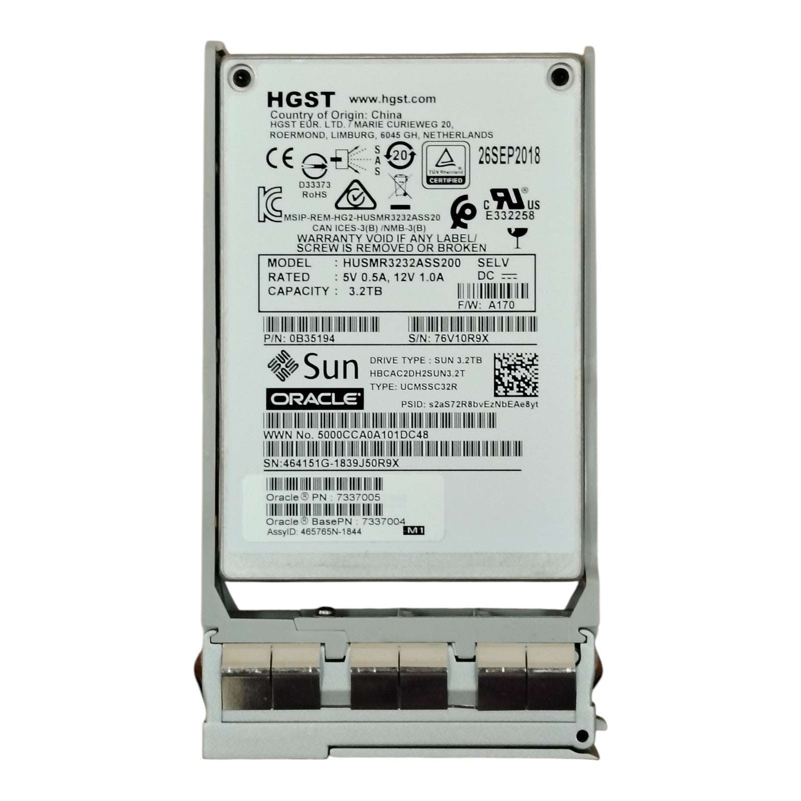 Oracle HGST (P/N:7337005 / 7337004)  3.2TB SAS SSD 2.5" Enterprise Drive 0B35194