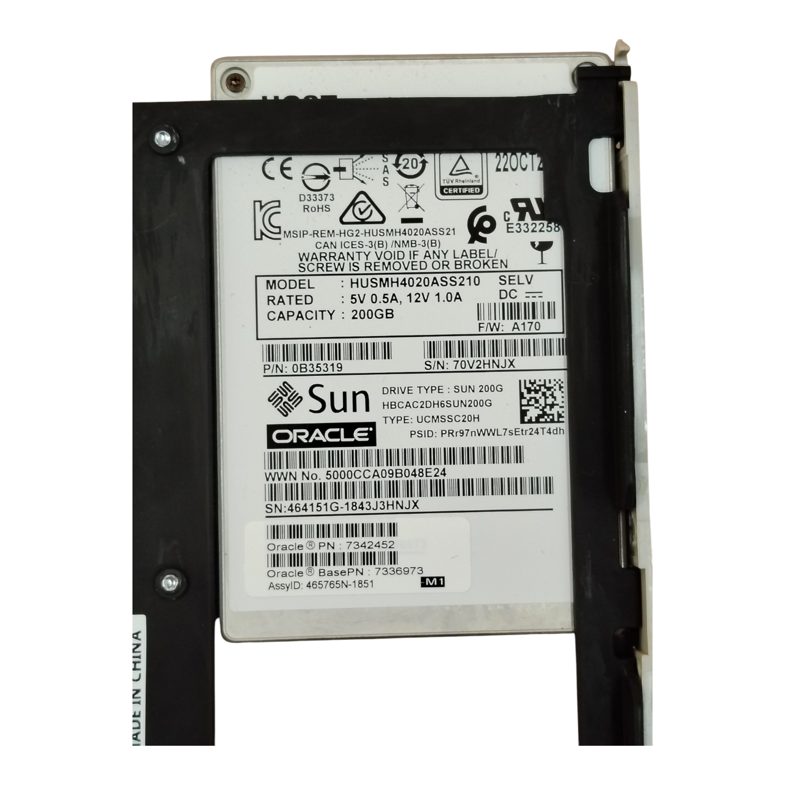 HGST HUSMH4020ASS210 200GB SAS 12Gb/s 2.5" Enterprise SSD – Sun Oracle 7342452 w/o caddy