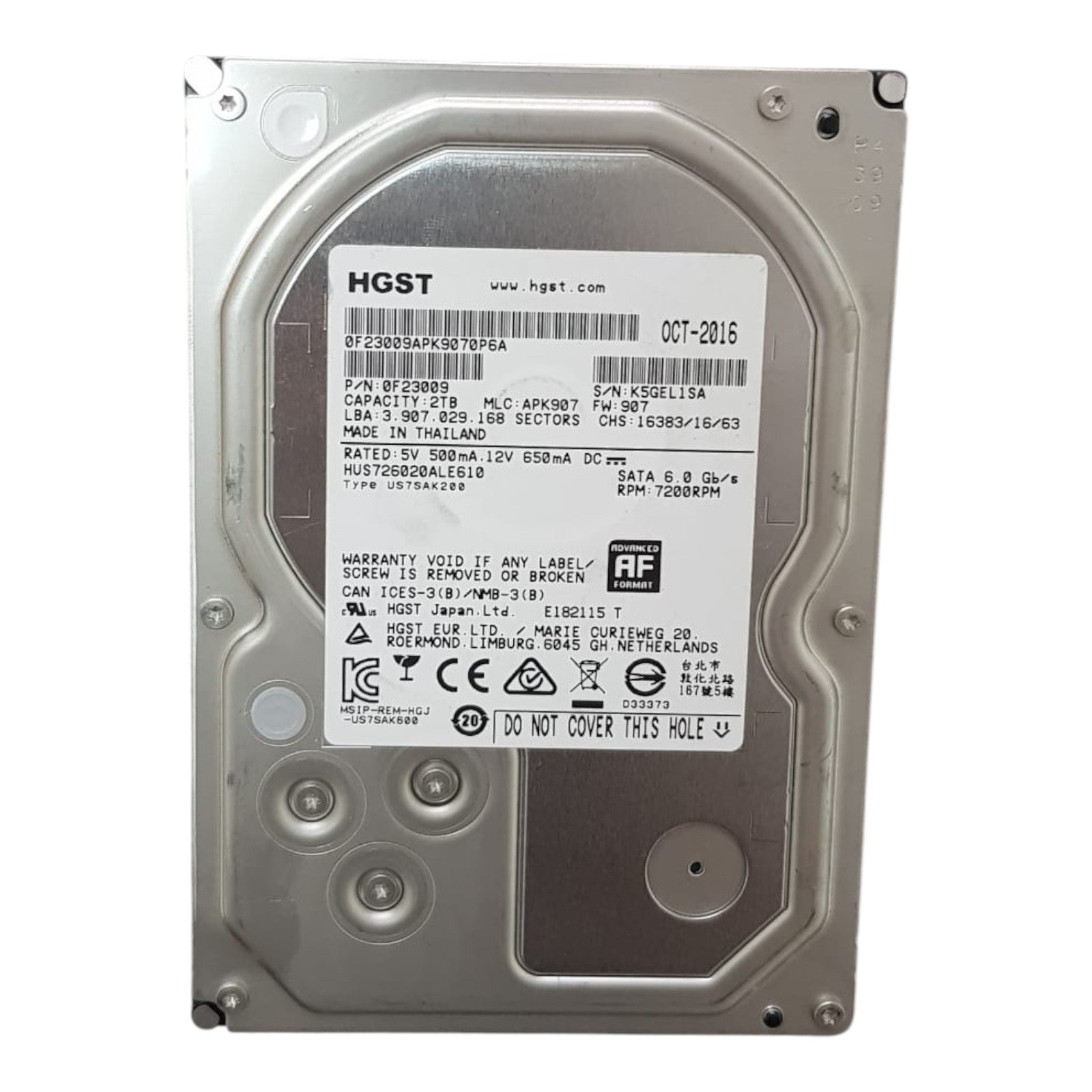 HGST 2TB 3.5" SATA HDD – 0F23009 / HUS726020ALE610, 7200RPM 6Gb/s Ultrastar Hard Drives